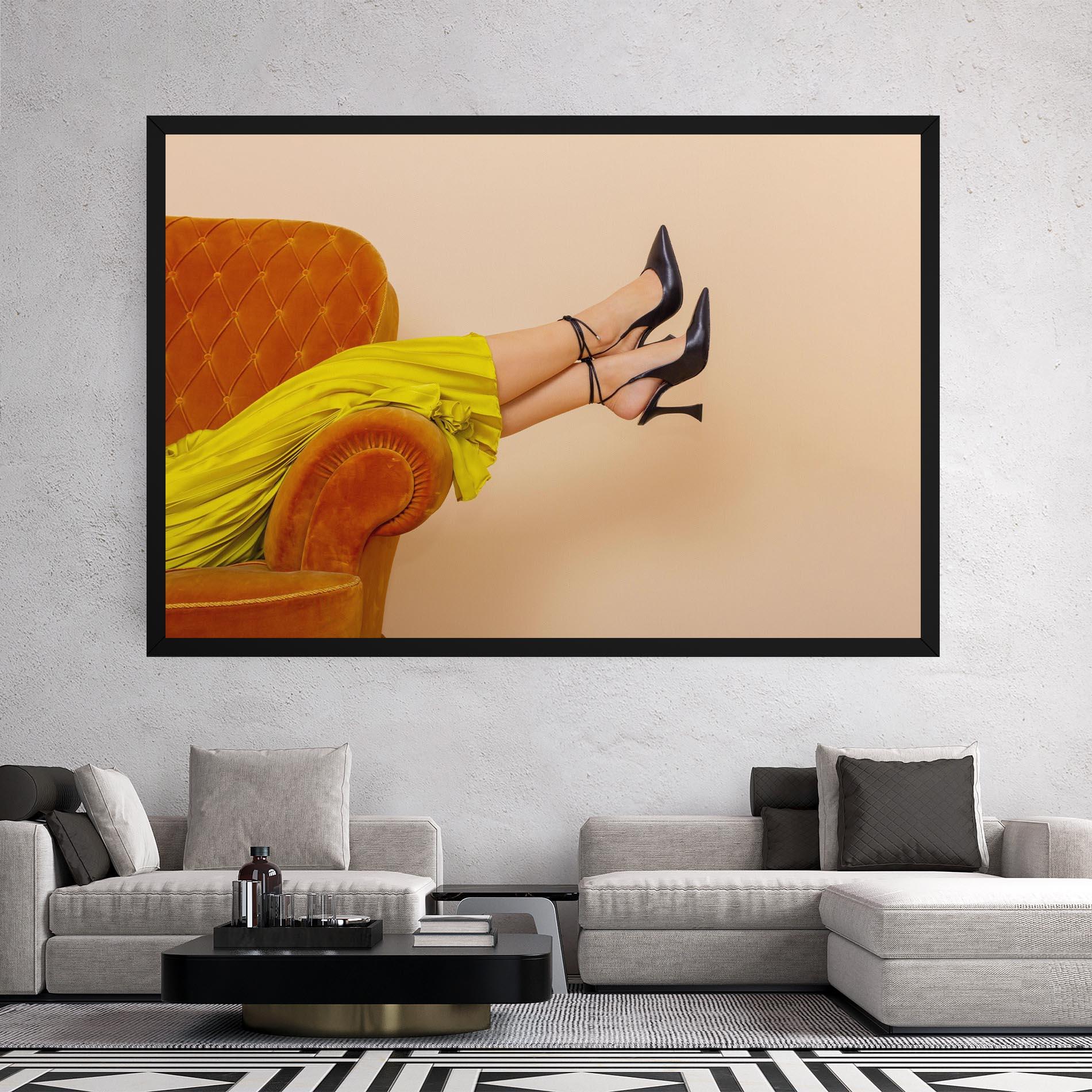 Leinwandbild Black Heals On Cream mockup 2