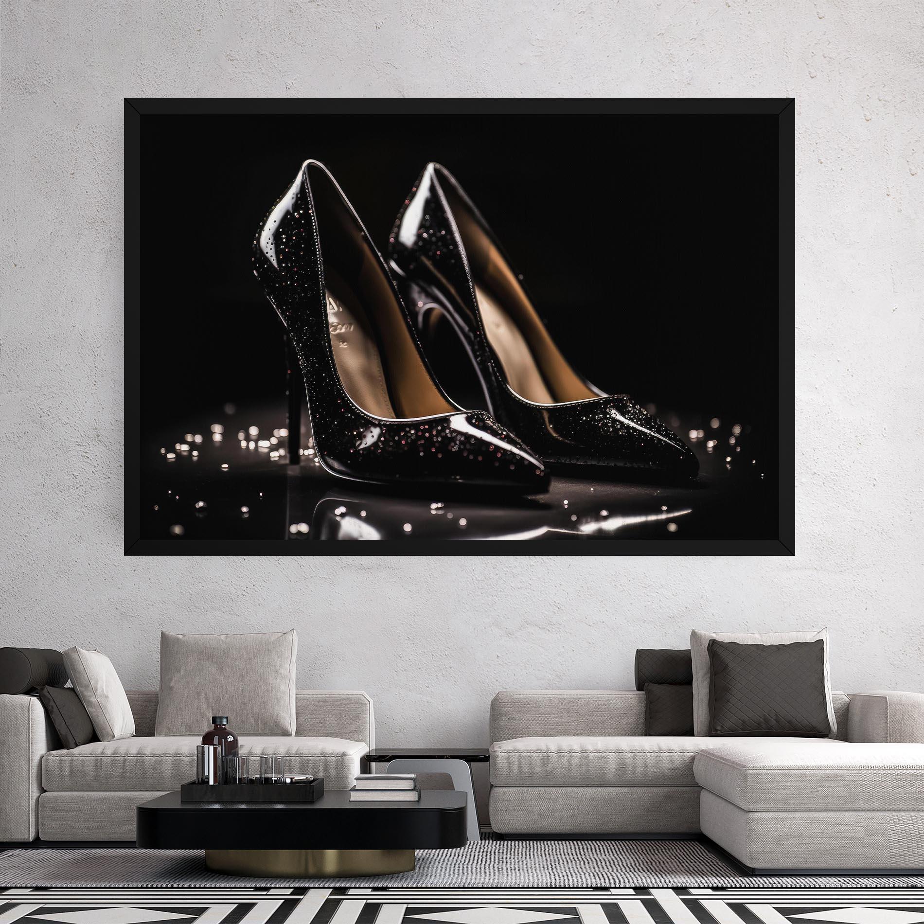 Leinwandbild Black Leather Shoe mockup 2