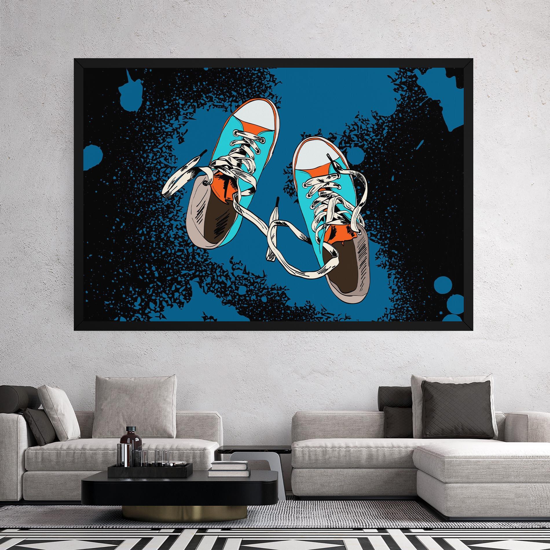Leinwandbild Blue Shoes Splash mockup 2