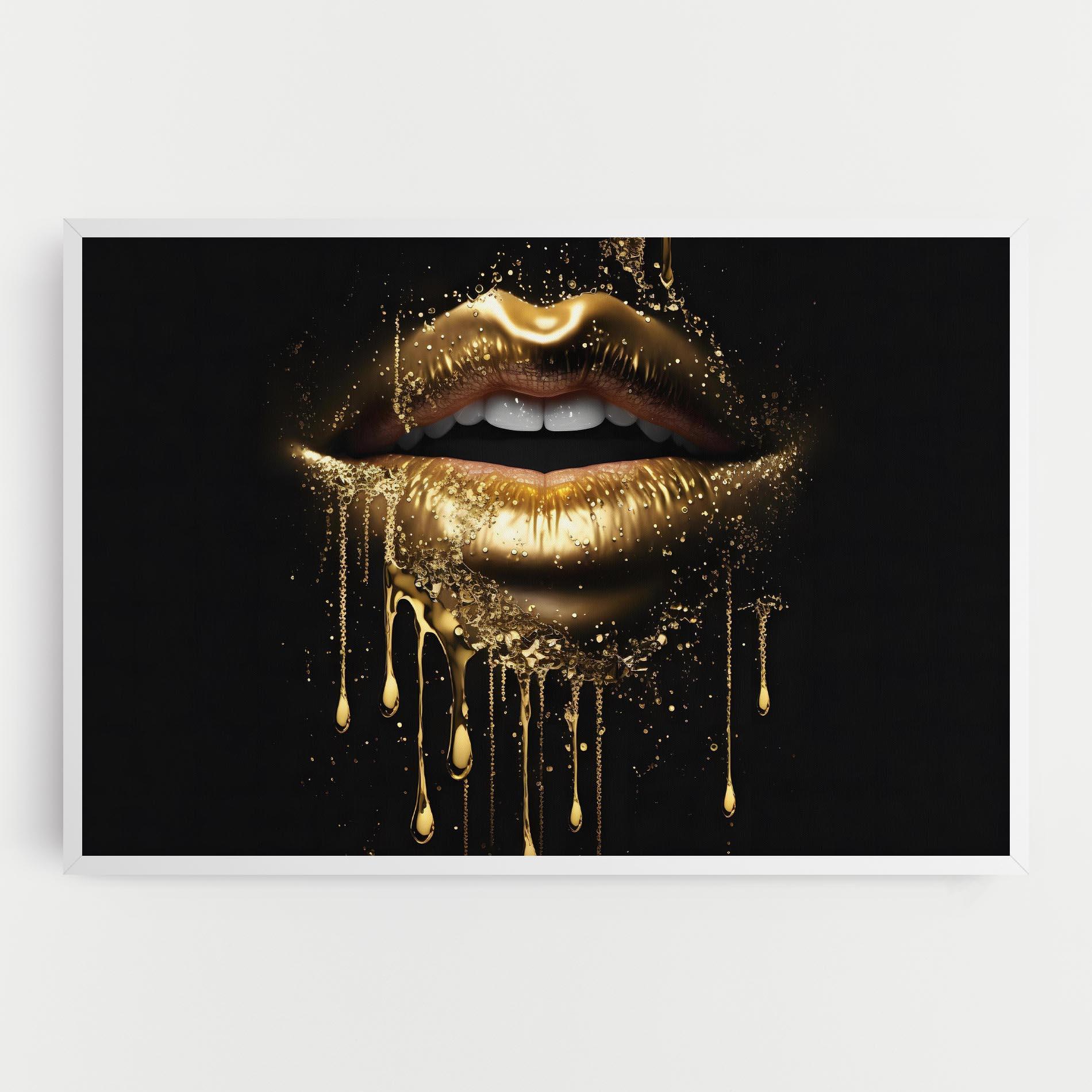 Leinwandbild Golden Luxury Lips mockup 0