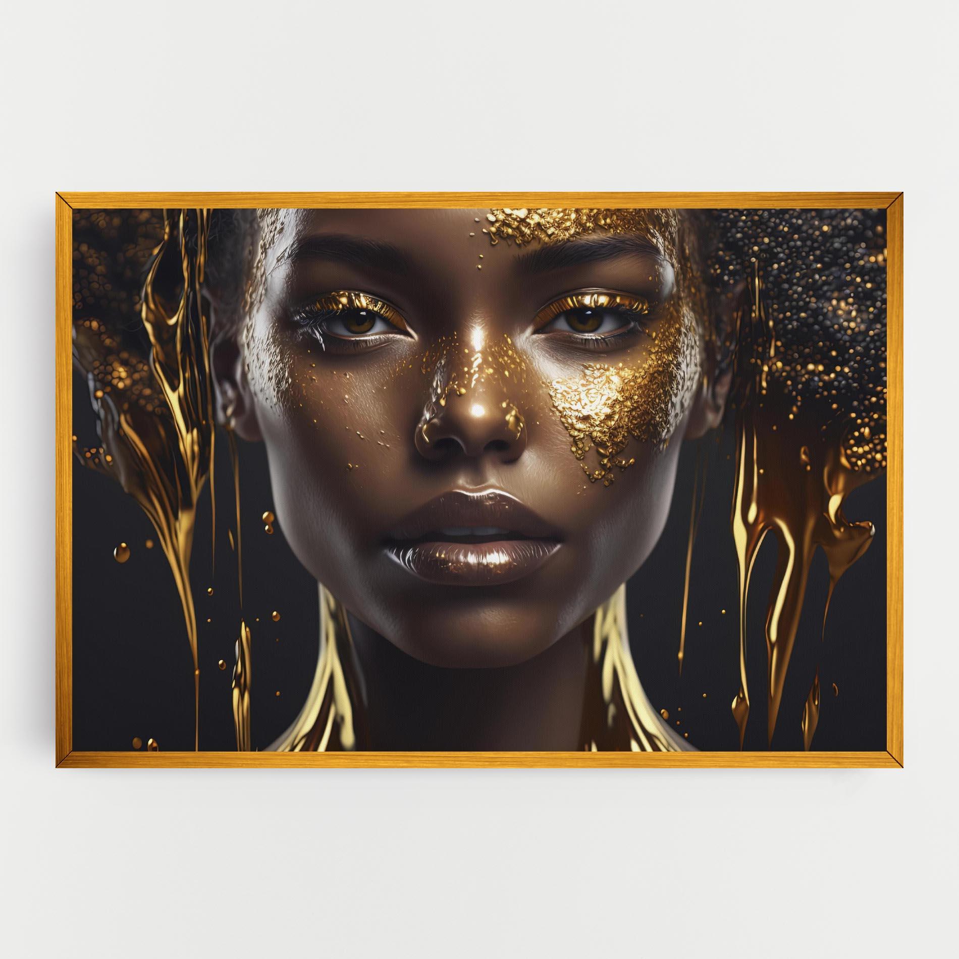 Leinwandbild Gold Portrait Falling mockup 0