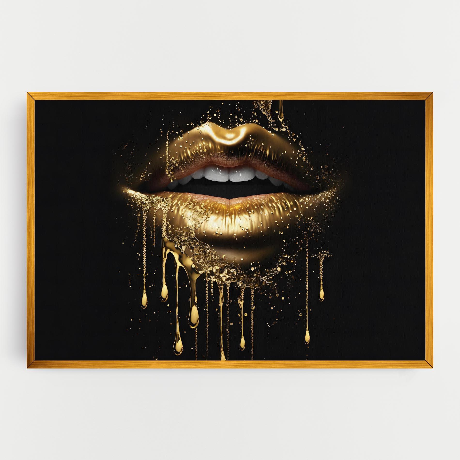 Leinwandbild Golden Luxury Lips mockup 0
