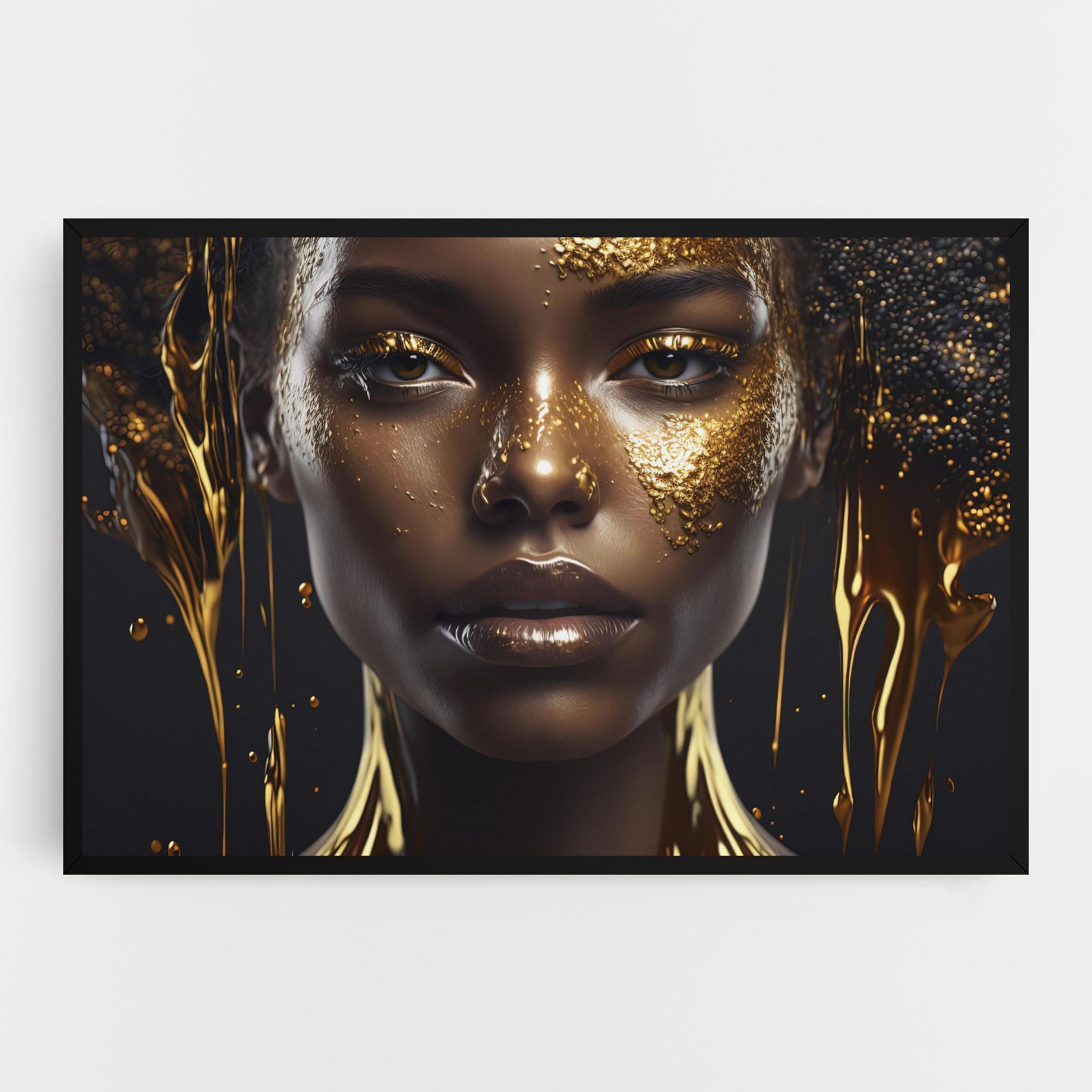 Leinwandbild Gold Portrait Falling mockup 0