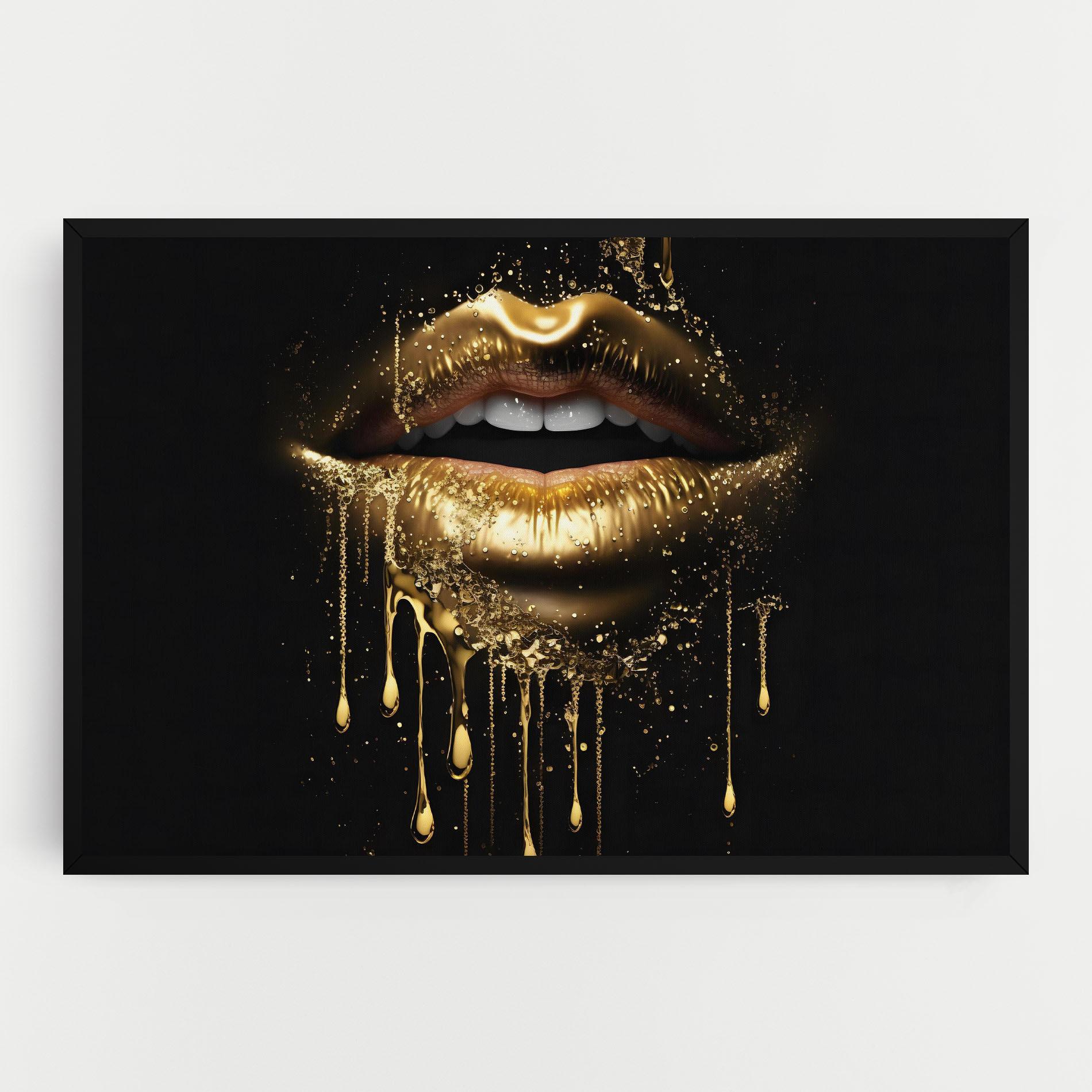 Leinwandbild Golden Luxury Lips mockup 0
