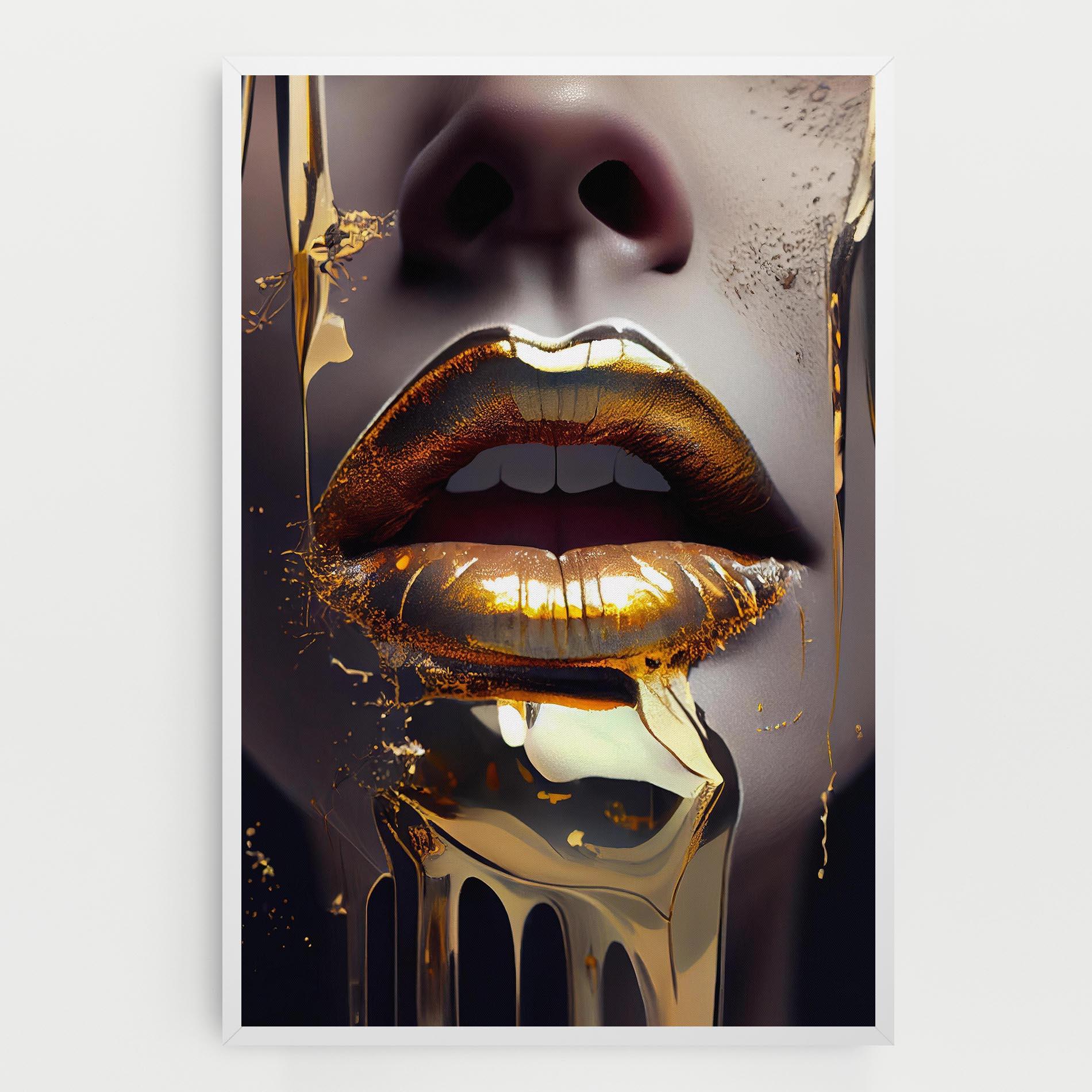 Leinwandbild Glamorous Gold Lips mockup 0
