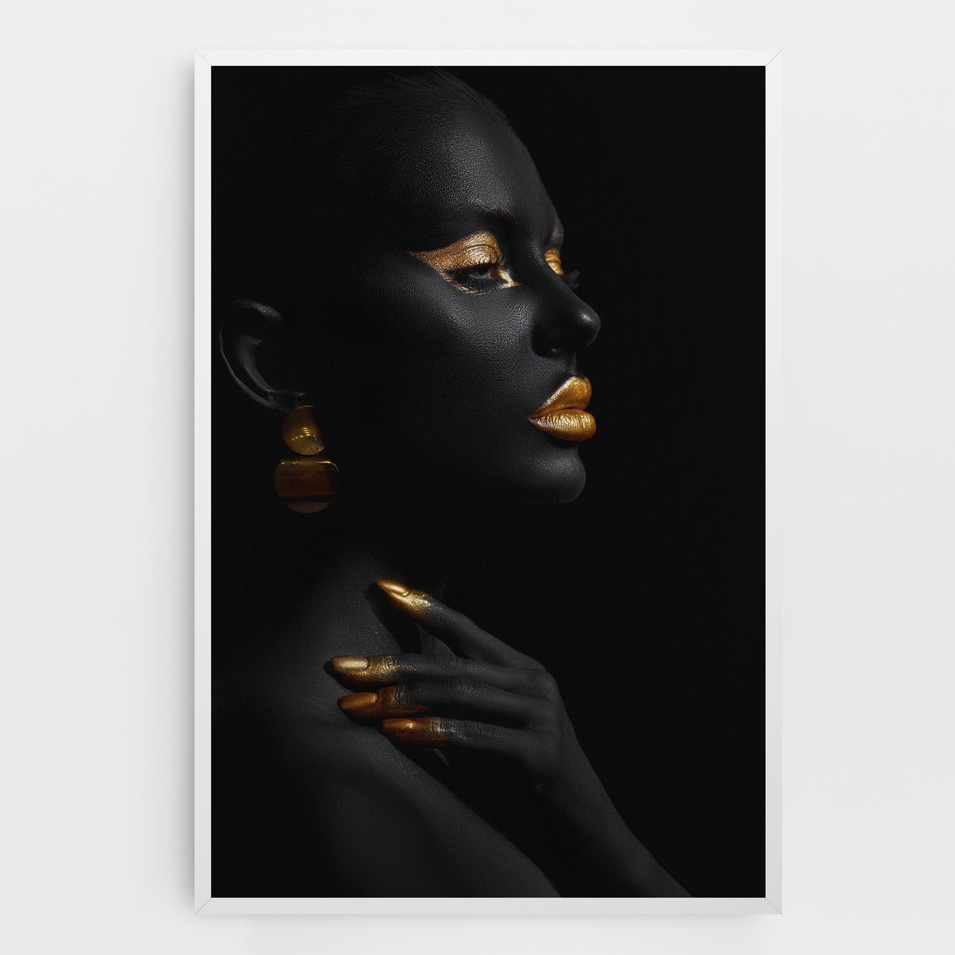 Leinwandbild Lips Gold Eyelids mockup 0