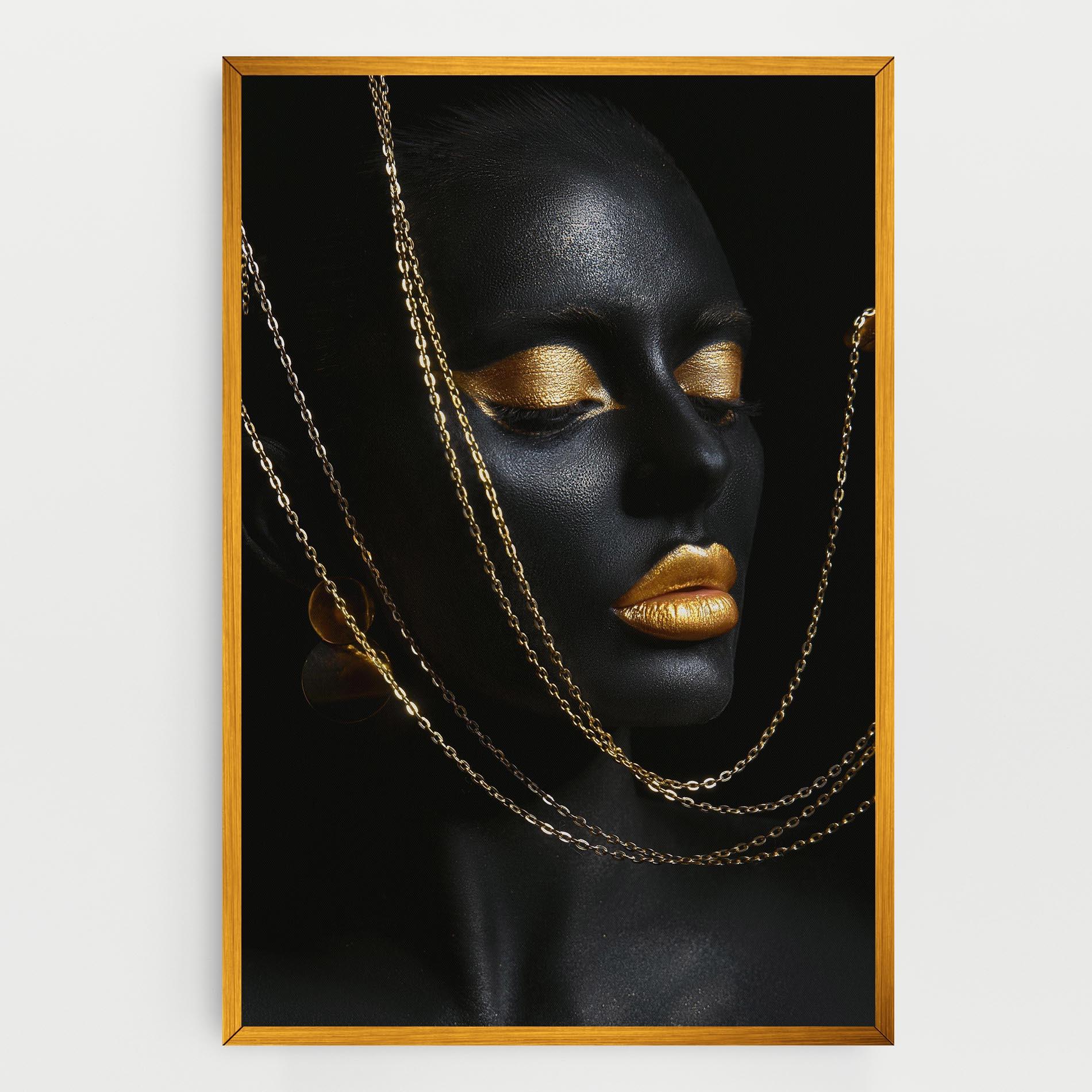 Leinwandbild Chain Gold Lips mockup 0