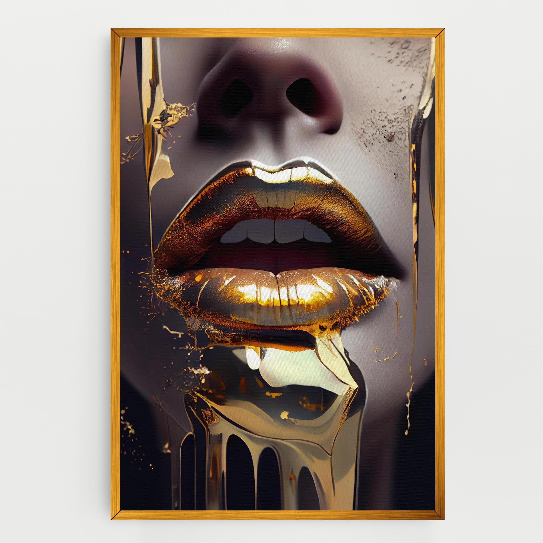 Leinwandbild Glamorous Gold Lips mockup 0