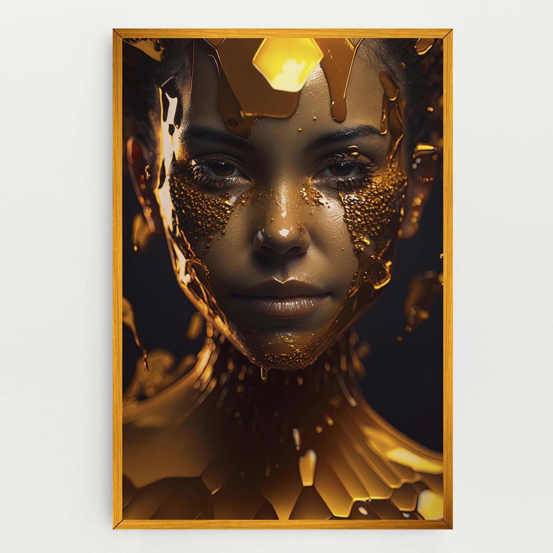 Leinwandbild Gold Honeycomb Girl mockup 0