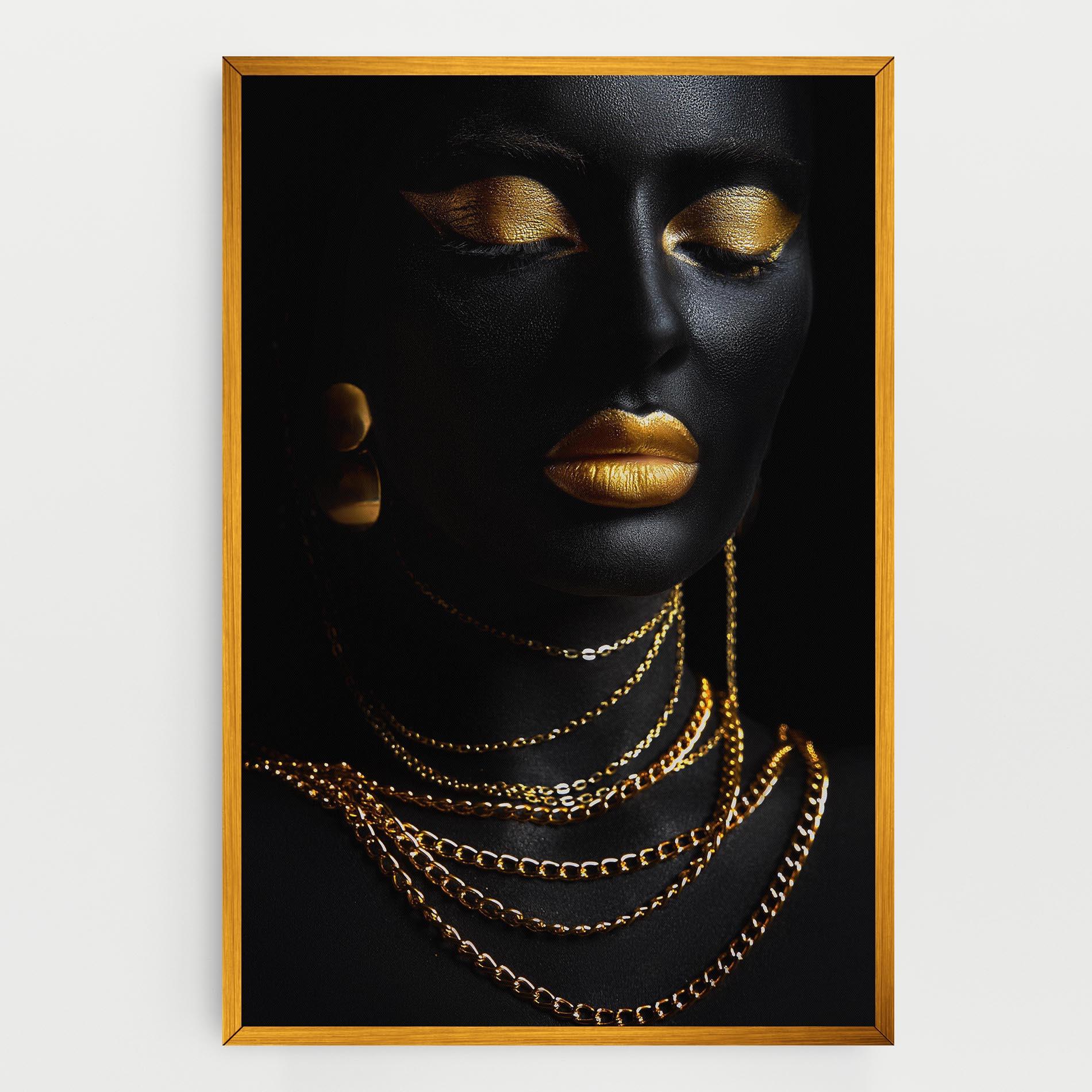 Leinwandbild Gold Makeup Lips mockup 0