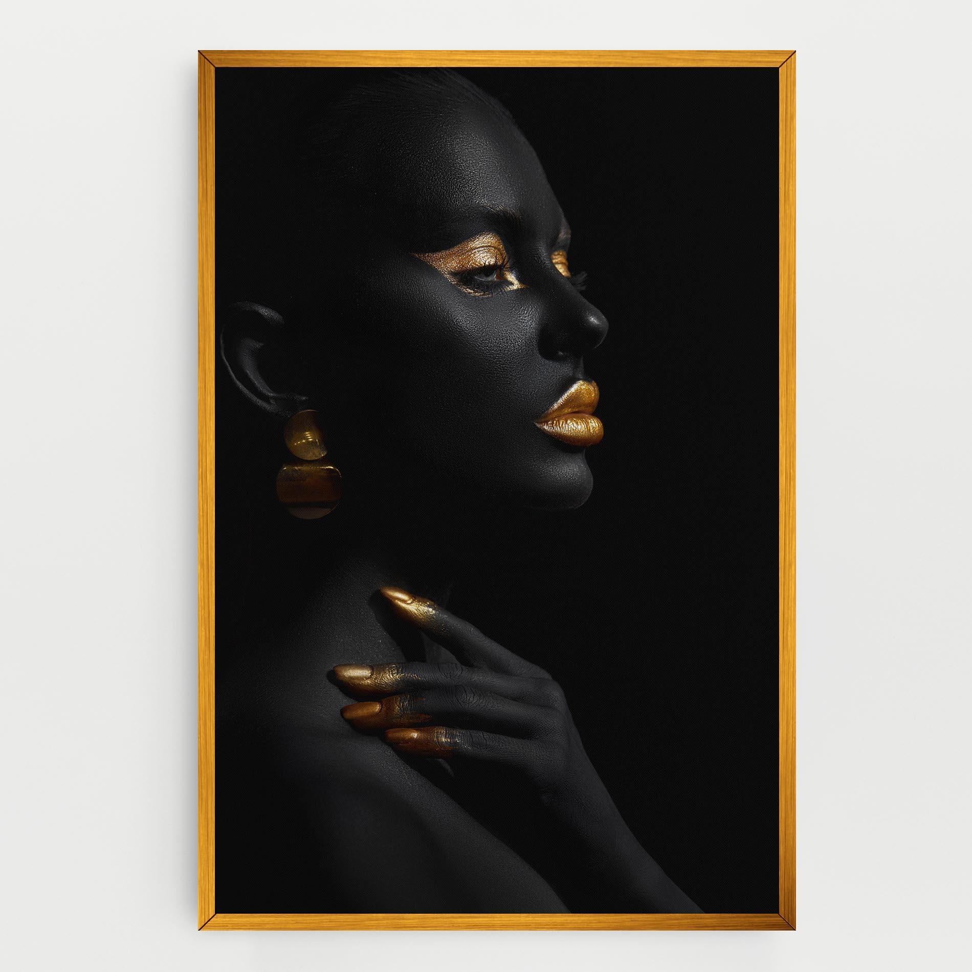 Leinwandbild Lips Gold Eyelids mockup 0