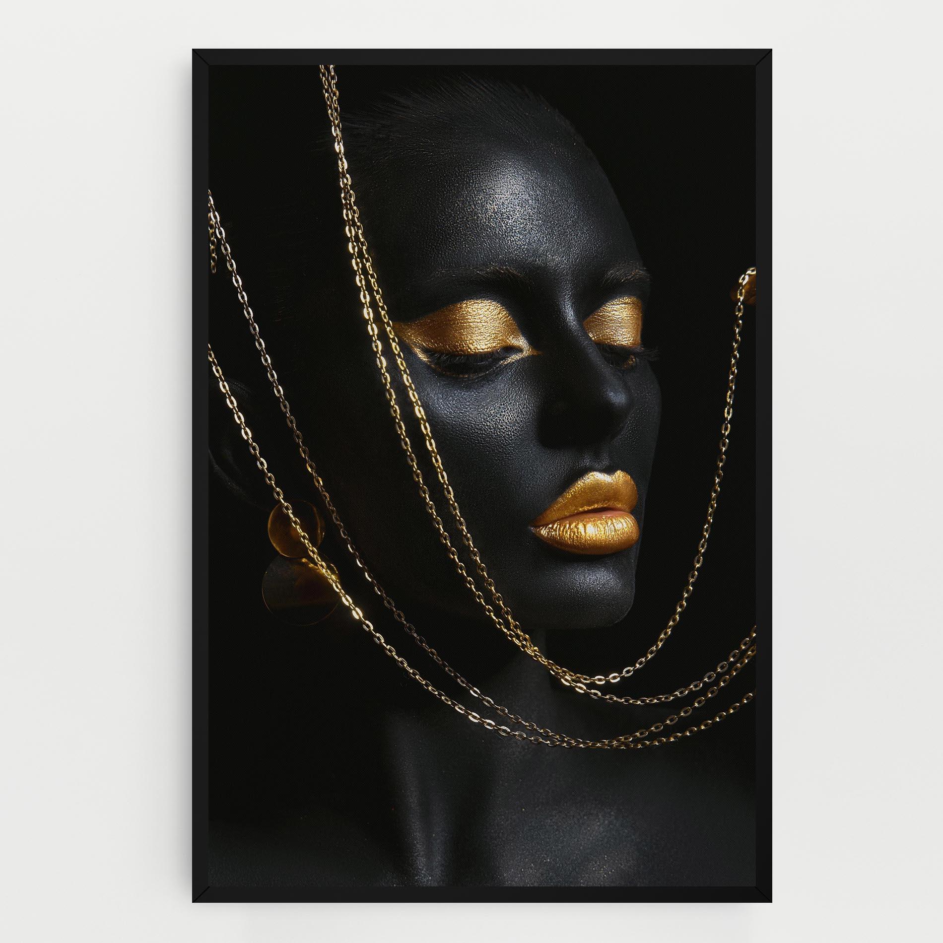 Leinwandbild Chain Gold Lips mockup 0