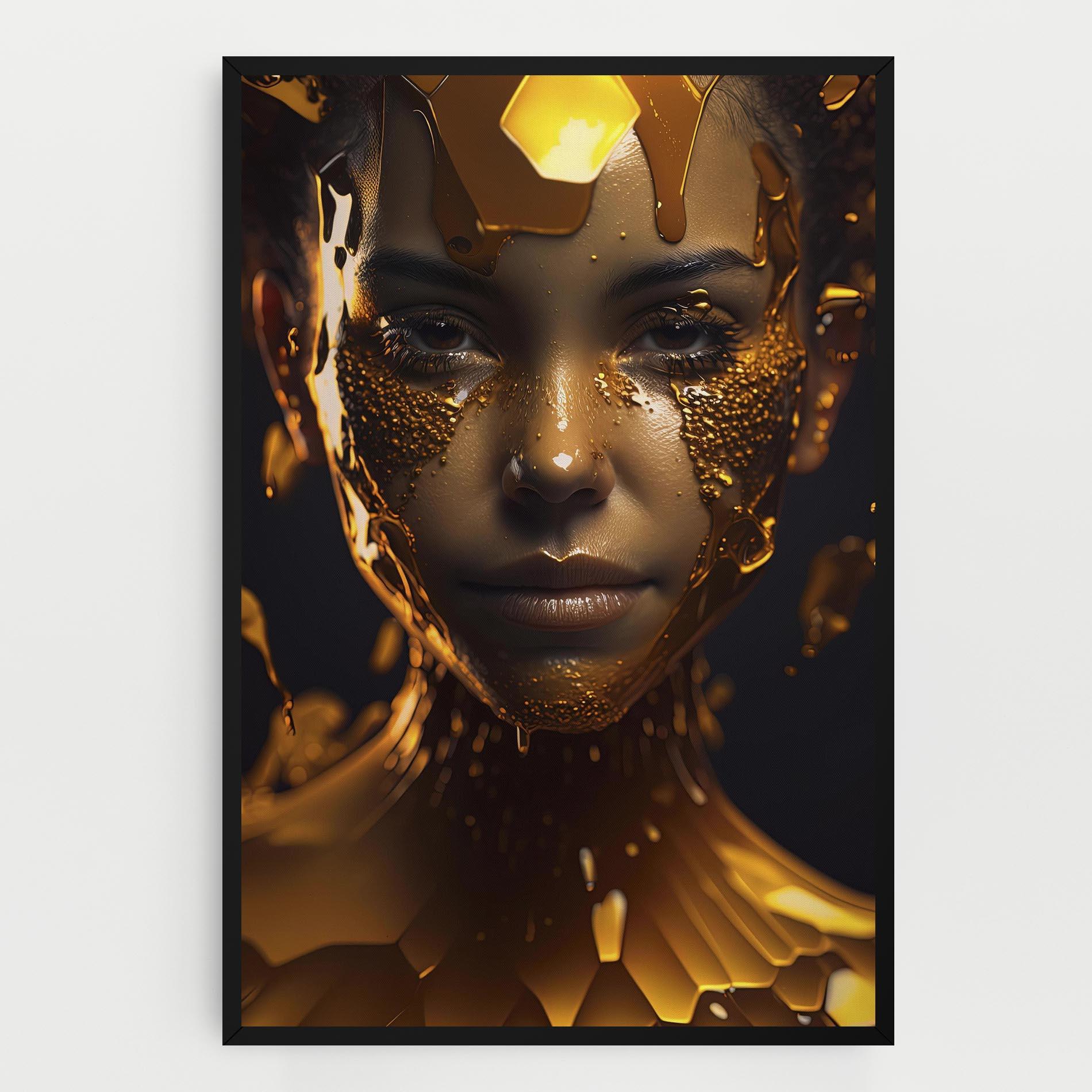 Leinwandbild Gold Honeycomb Girl mockup 0