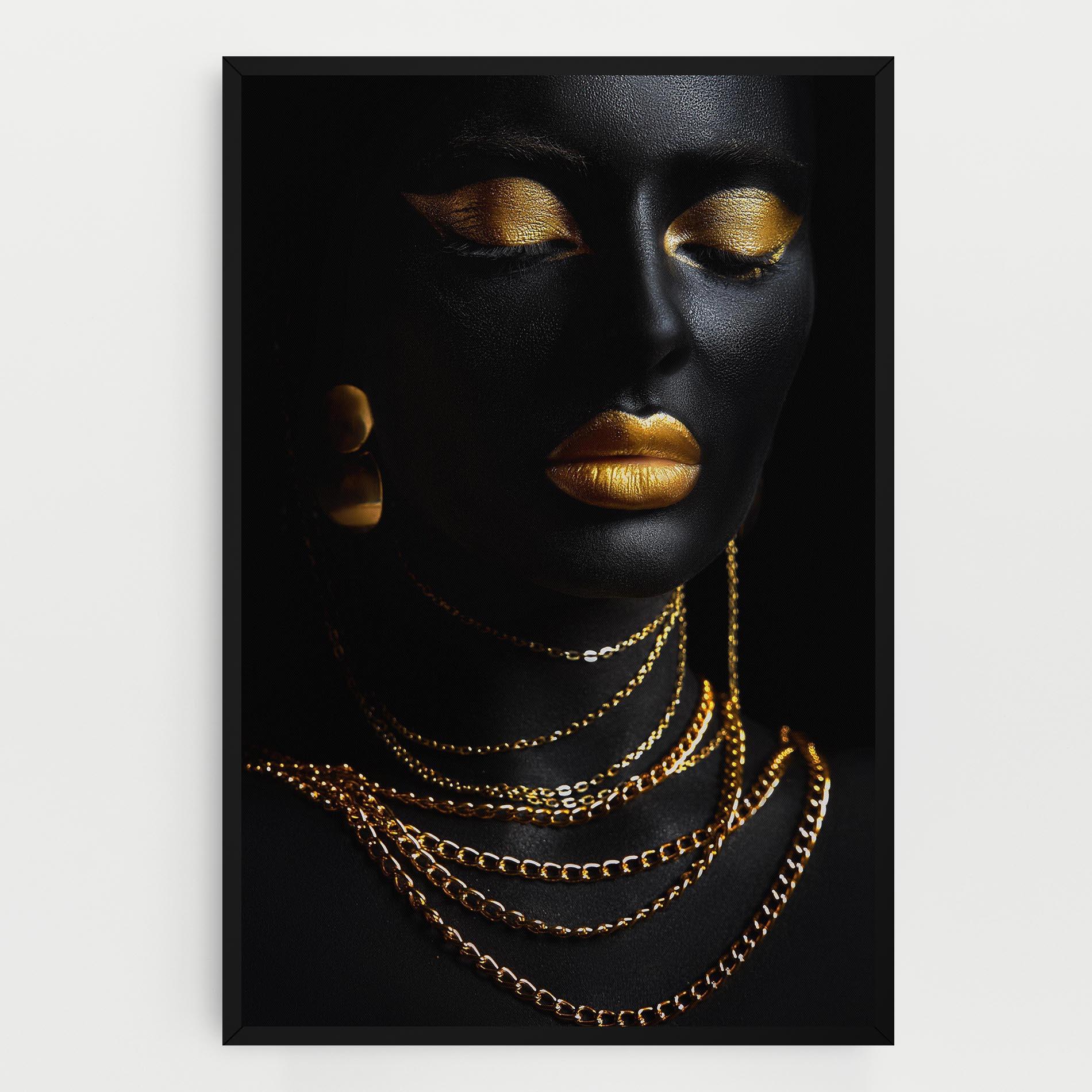 Leinwandbild Gold Makeup Lips mockup 0