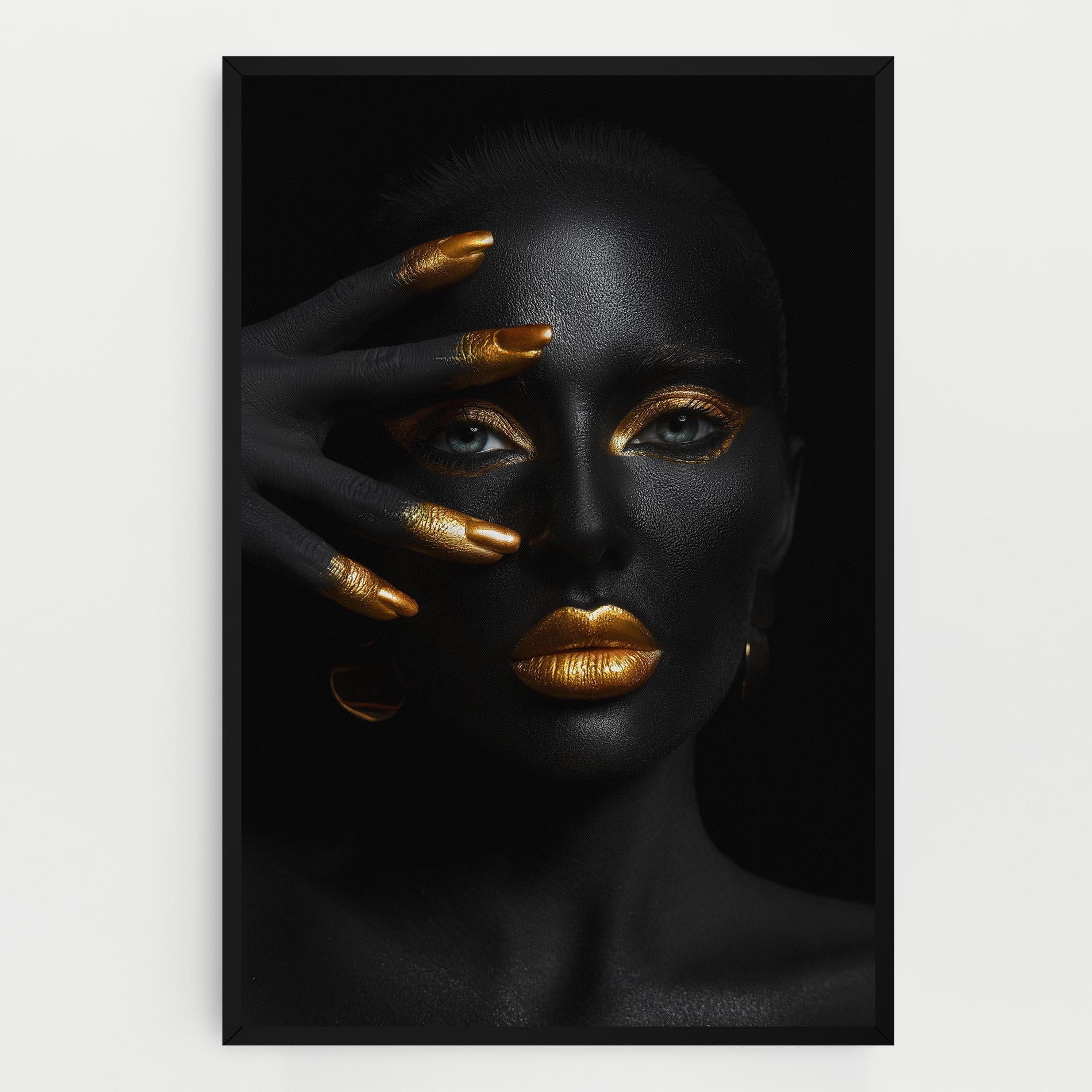 Leinwandbild Gold Makeup Nails mockup 0