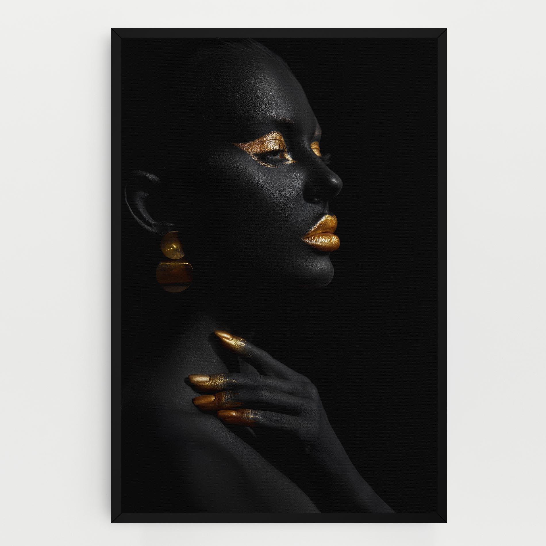 Leinwandbild Lips Gold Eyelids mockup 0