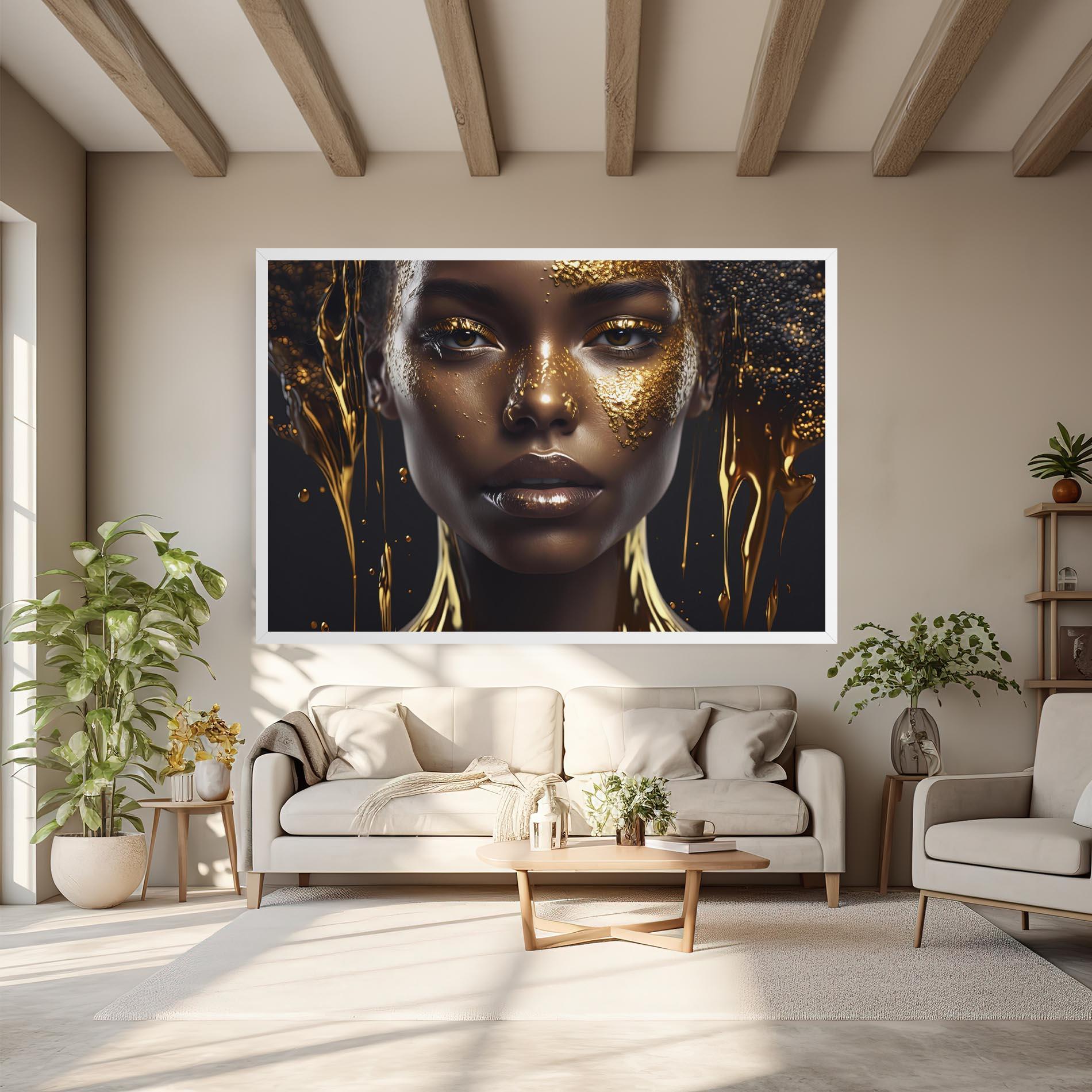 Leinwandbild Gold Portrait Falling mockup 6