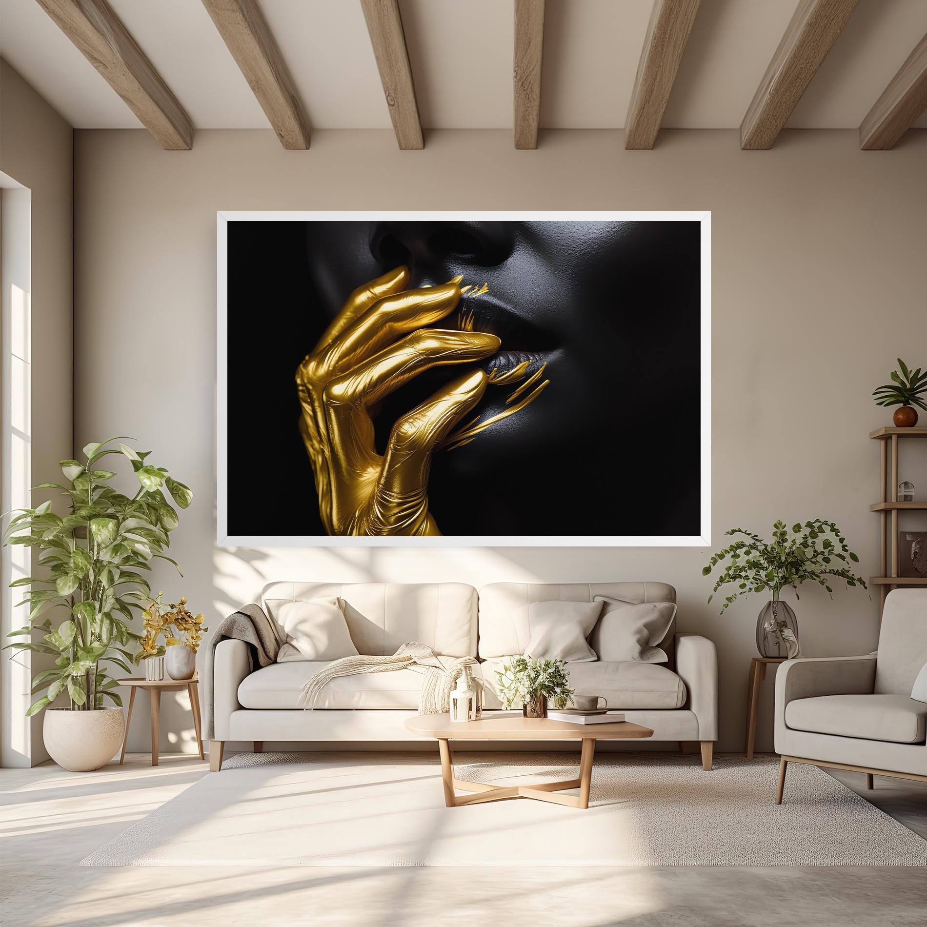 Leinwandbild Gold Small Hand mockup 6
