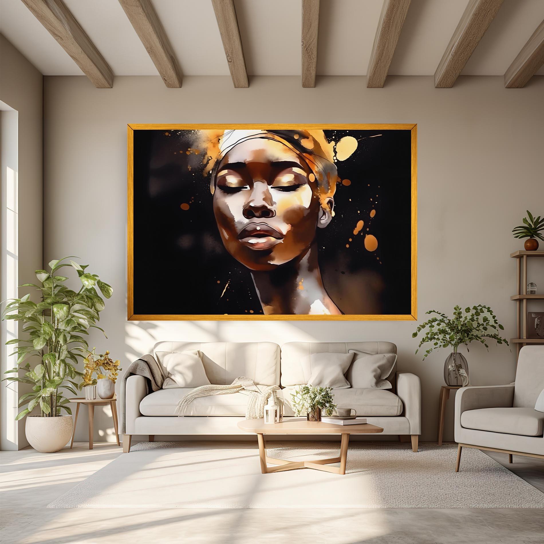 Leinwandbild Abstract Gold Woman mockup 6