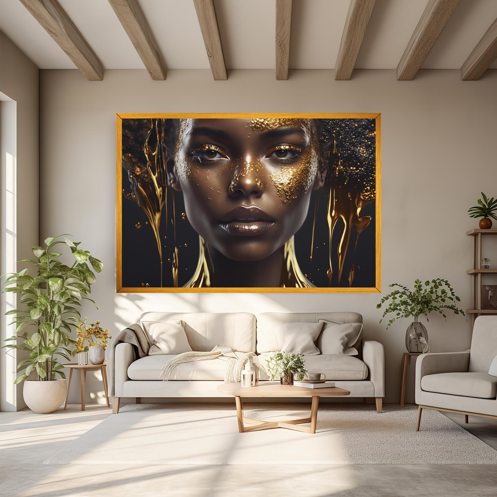 Leinwandbild Gold Portrait Falling mockup 6