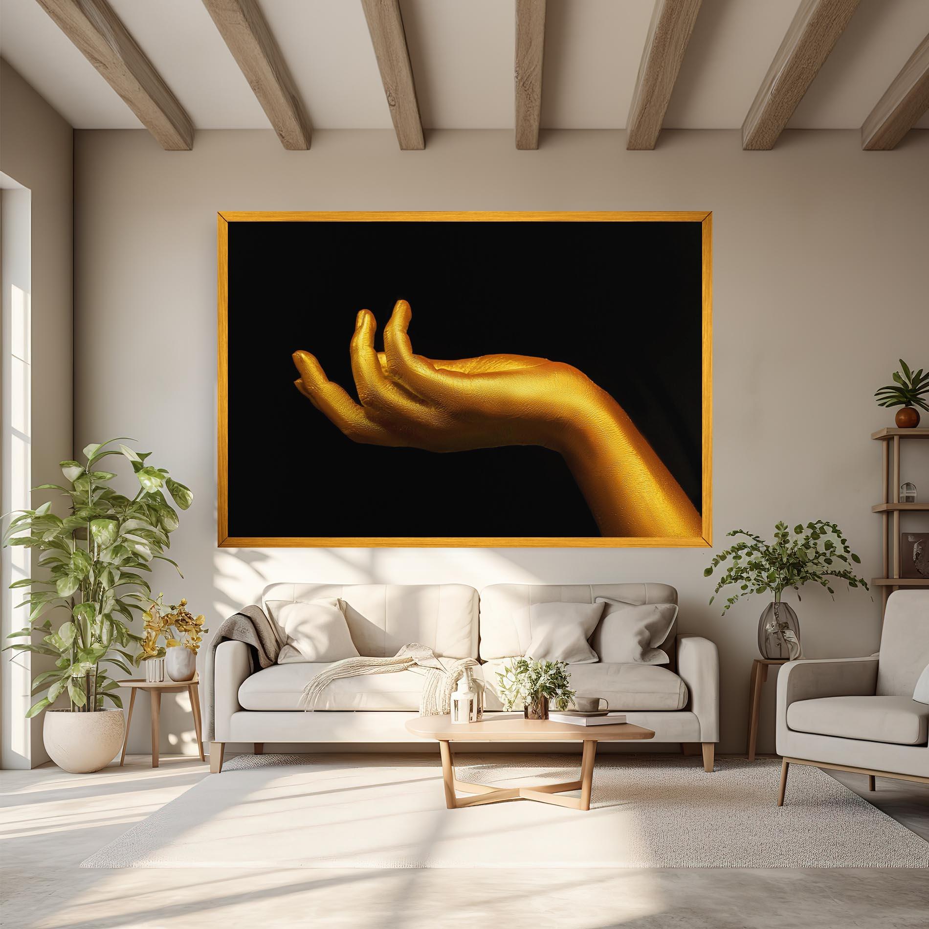 Leinwandbild Strong Gold Hand mockup 6