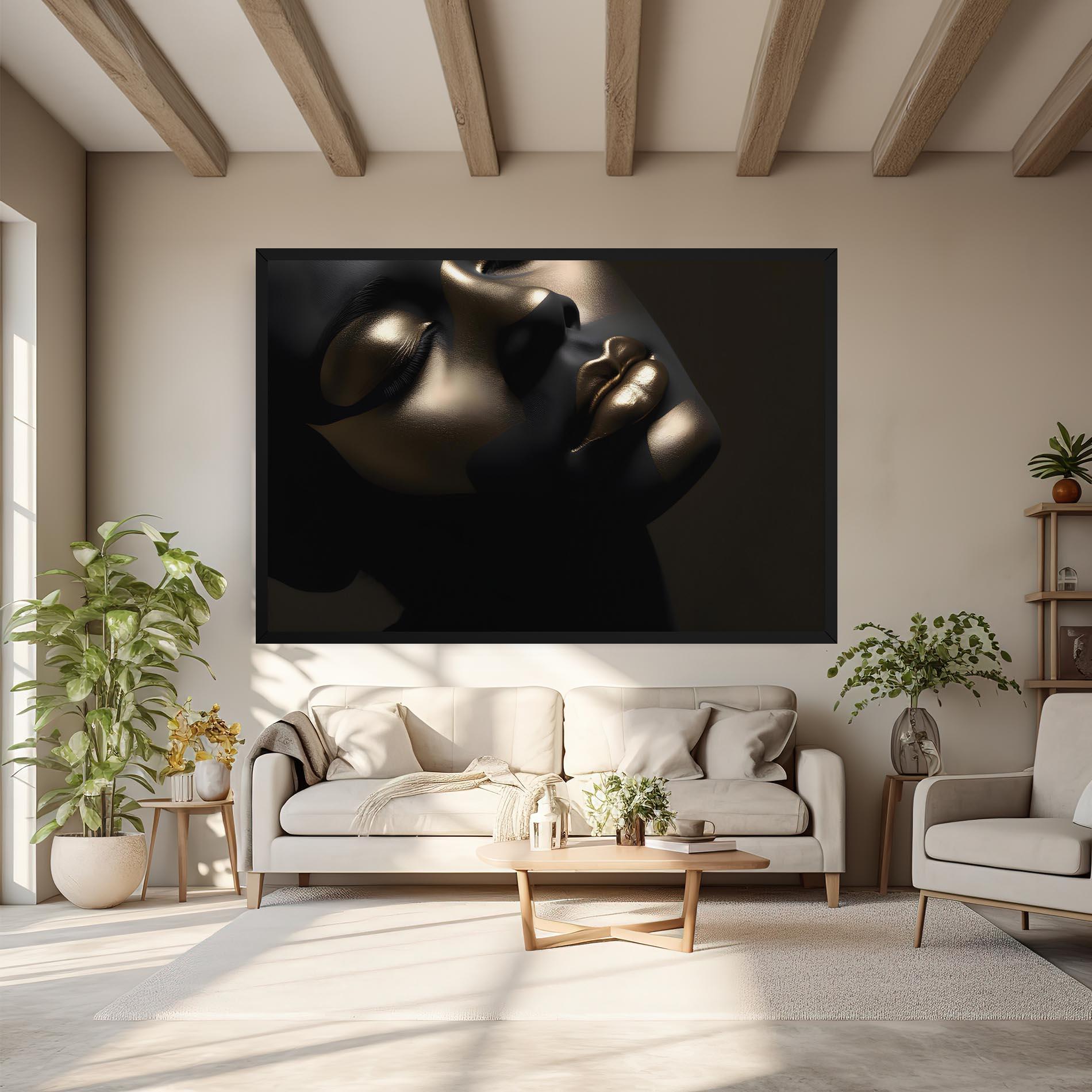 Leinwandbild Dark Gold Face mockup 6
