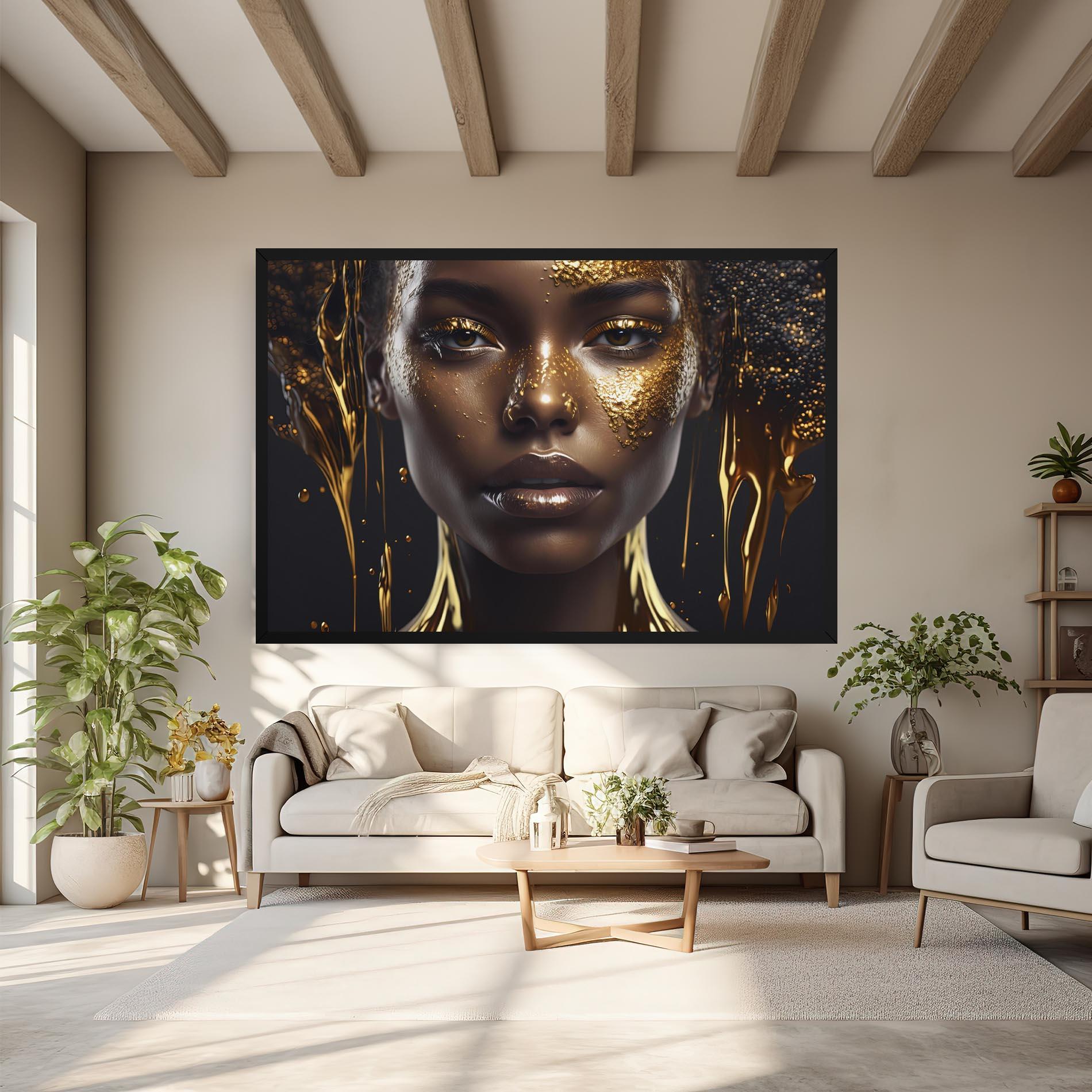 Leinwandbild Gold Portrait Falling mockup 6