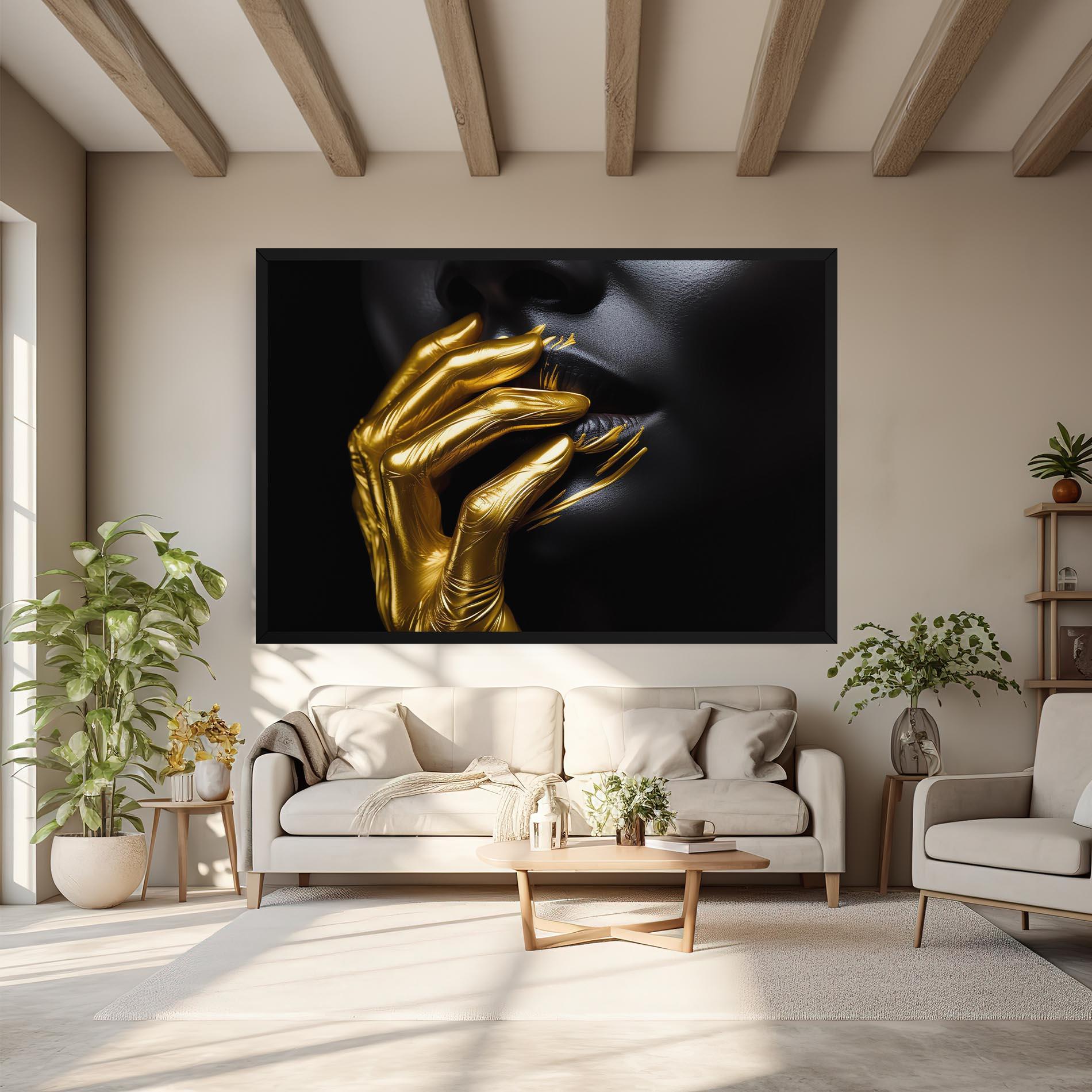 Leinwandbild Gold Small Hand mockup 6