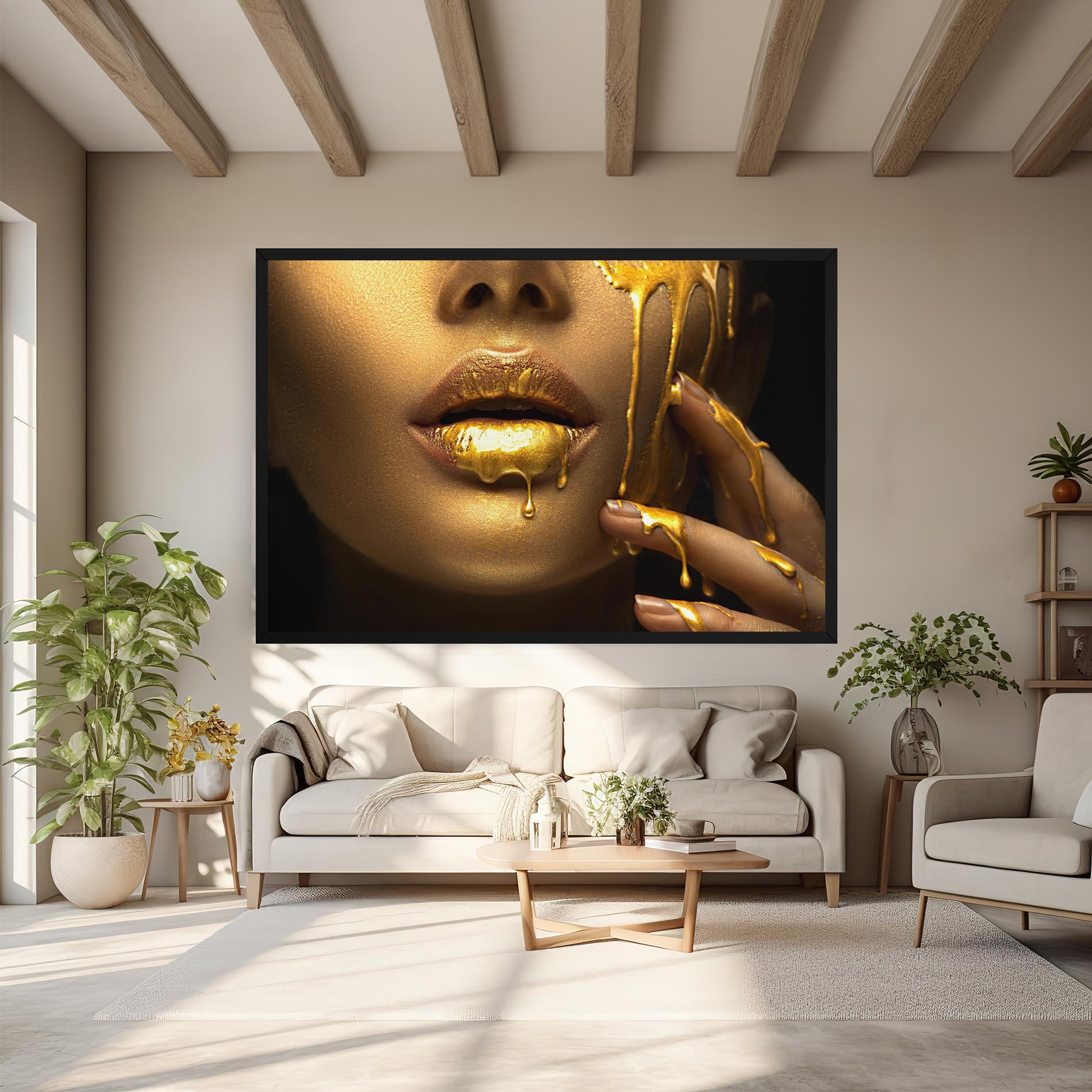 Leinwandbild Golden Lips mockup 6