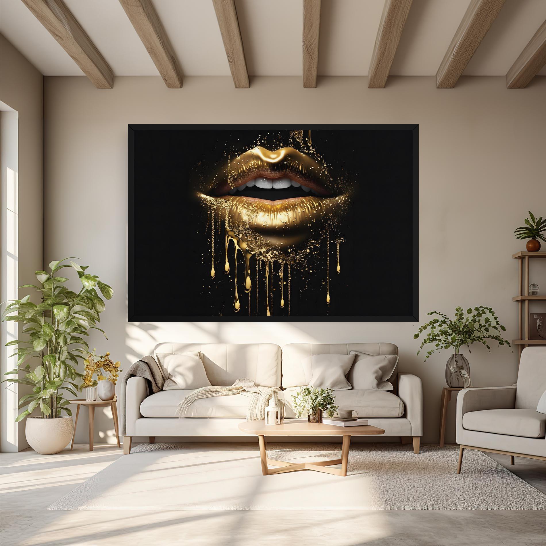 Leinwandbild Golden Luxury Lips mockup 6