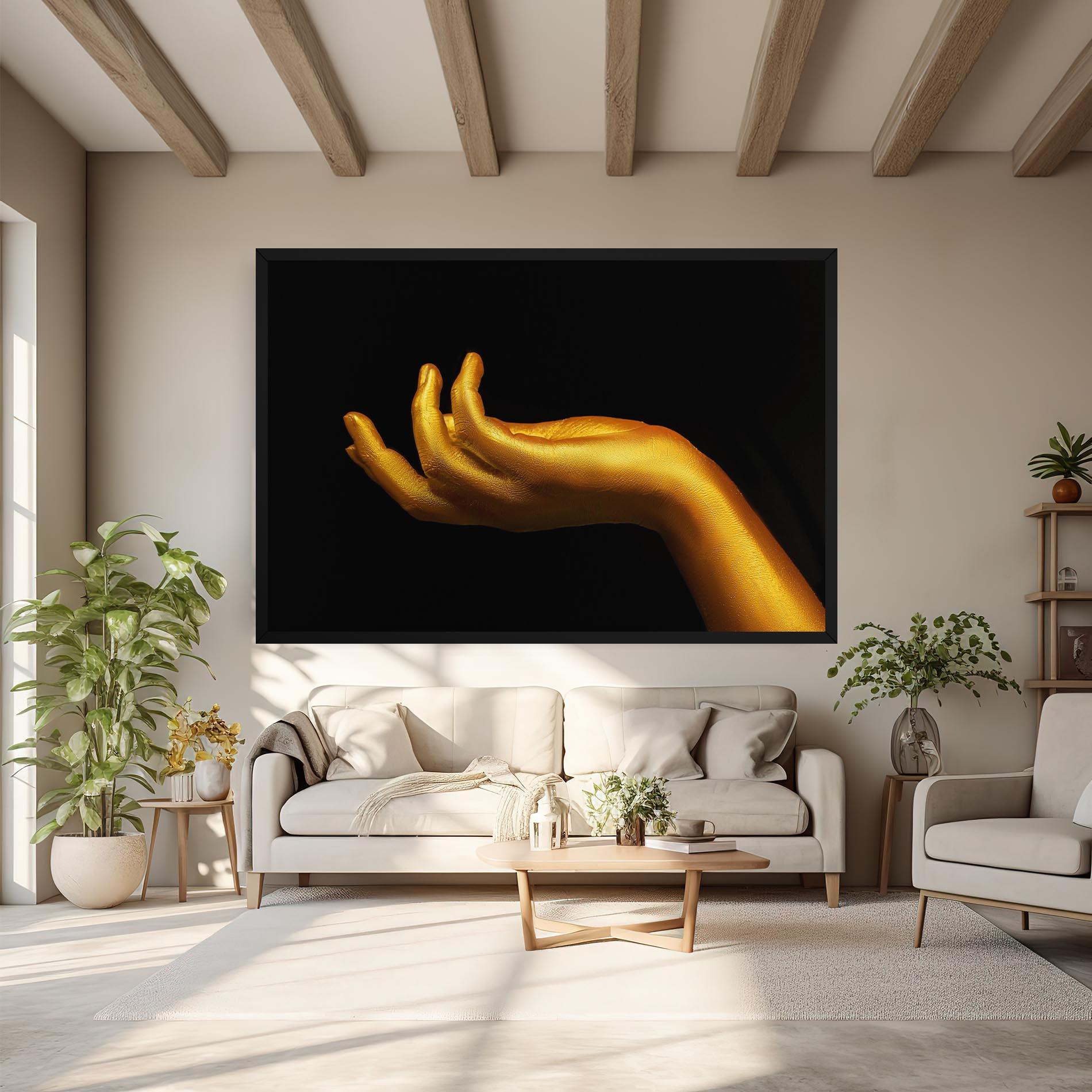 Leinwandbild Strong Gold Hand mockup 6