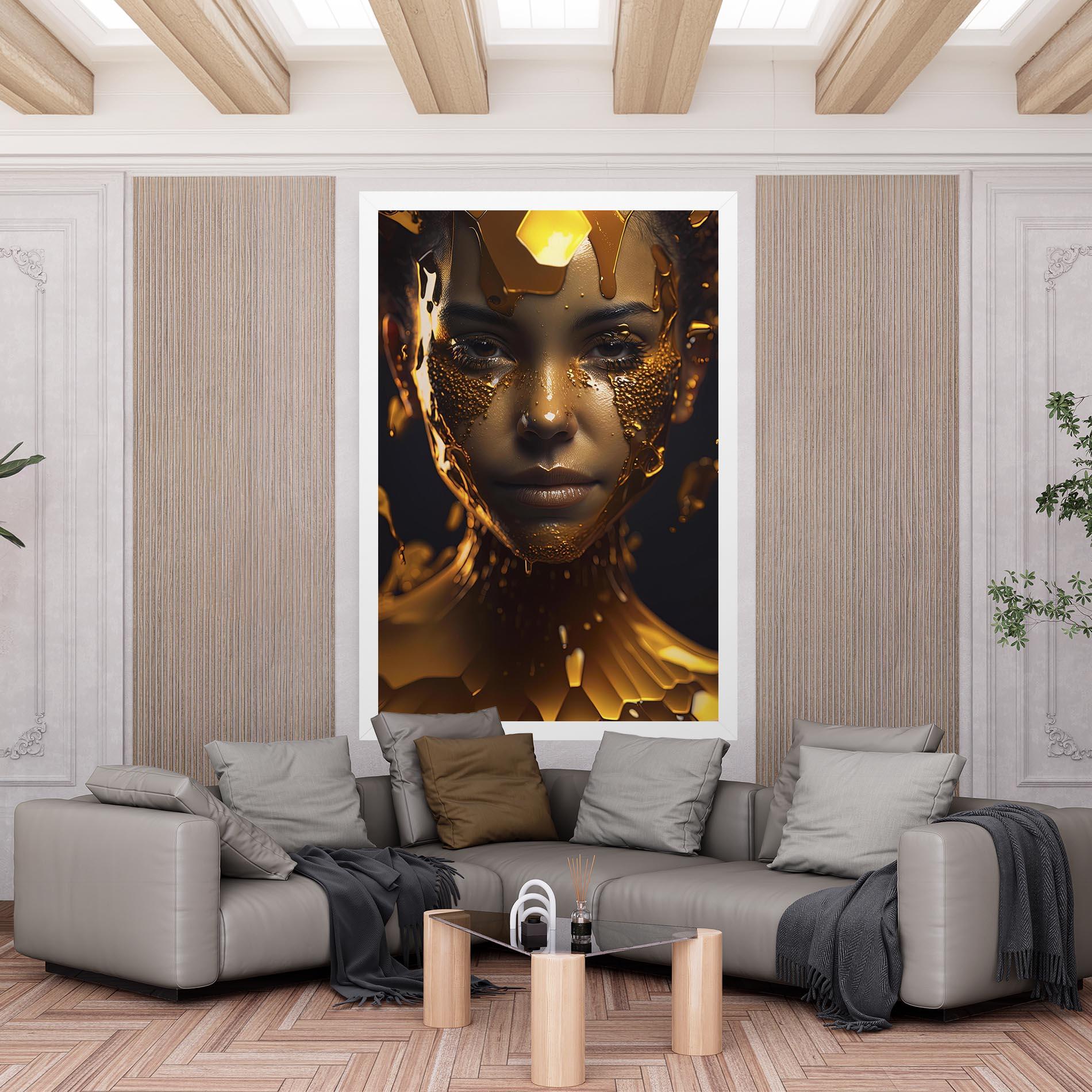Leinwandbild Gold Honeycomb Girl mockup 6