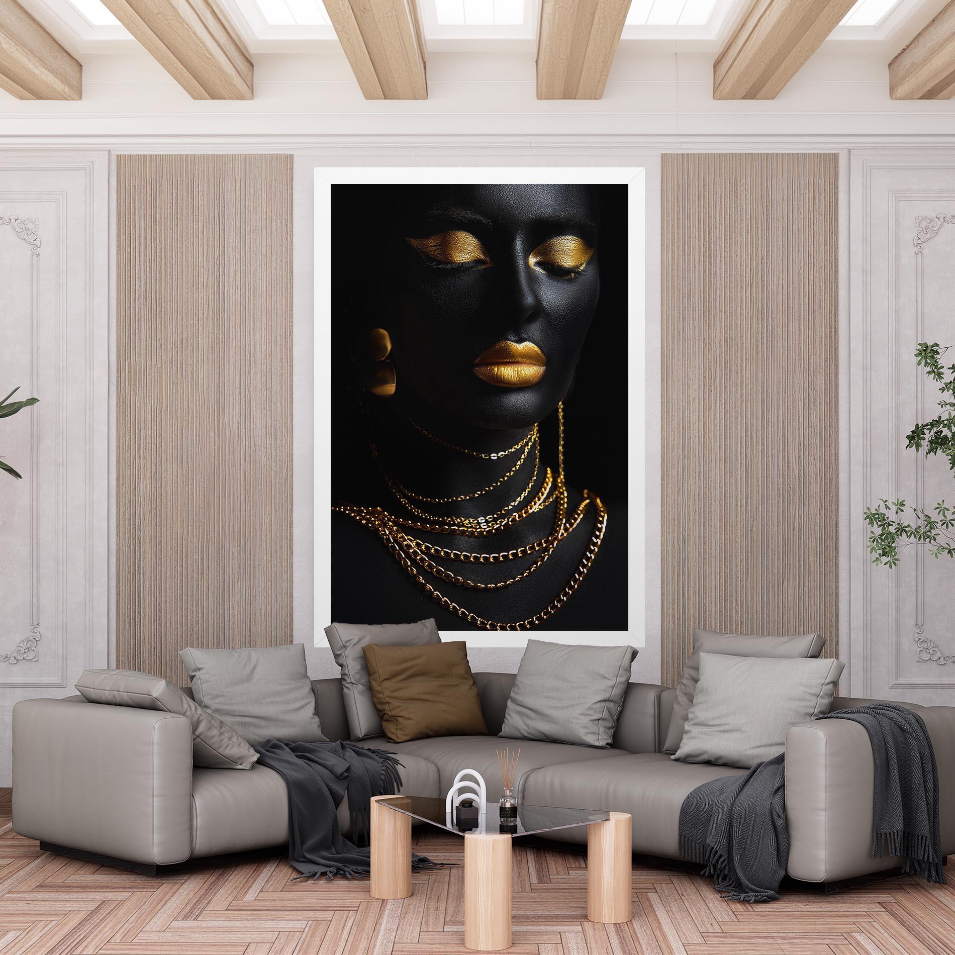 Leinwandbild Gold Makeup Lips mockup 6