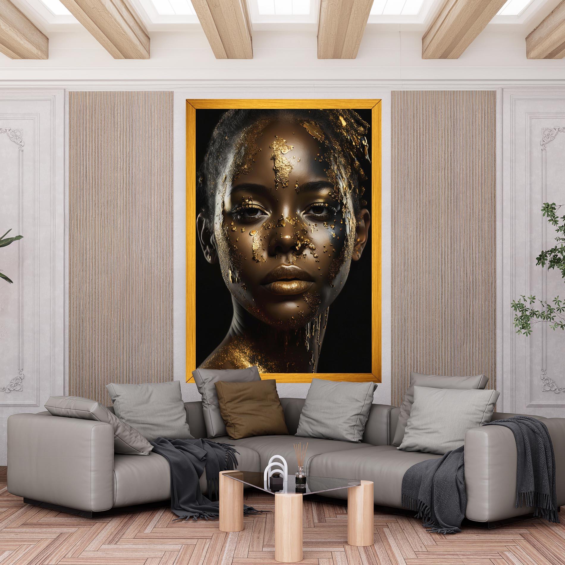 Leinwandbild Attractive Gold Woman mockup 6