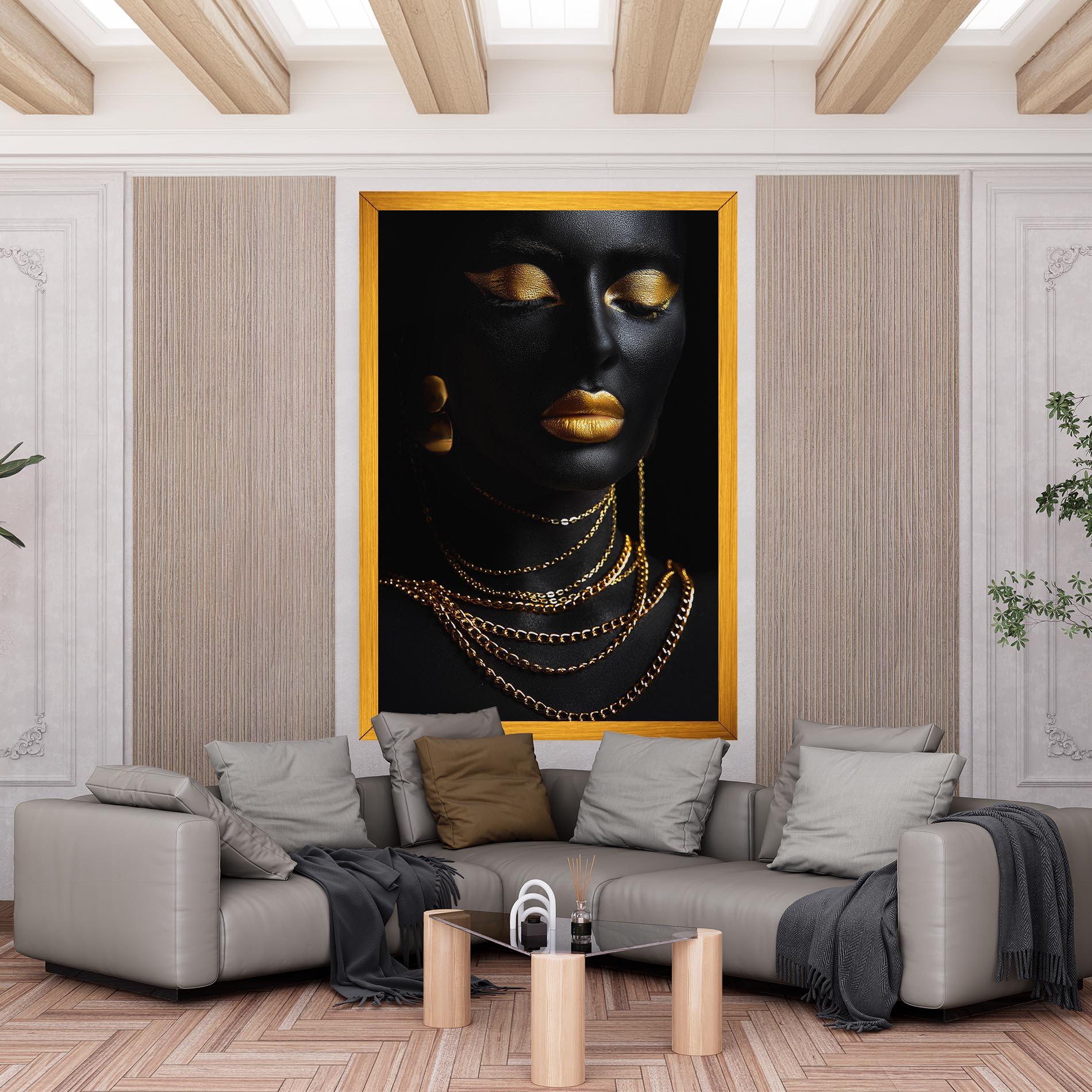 Leinwandbild Gold Makeup Lips mockup 6