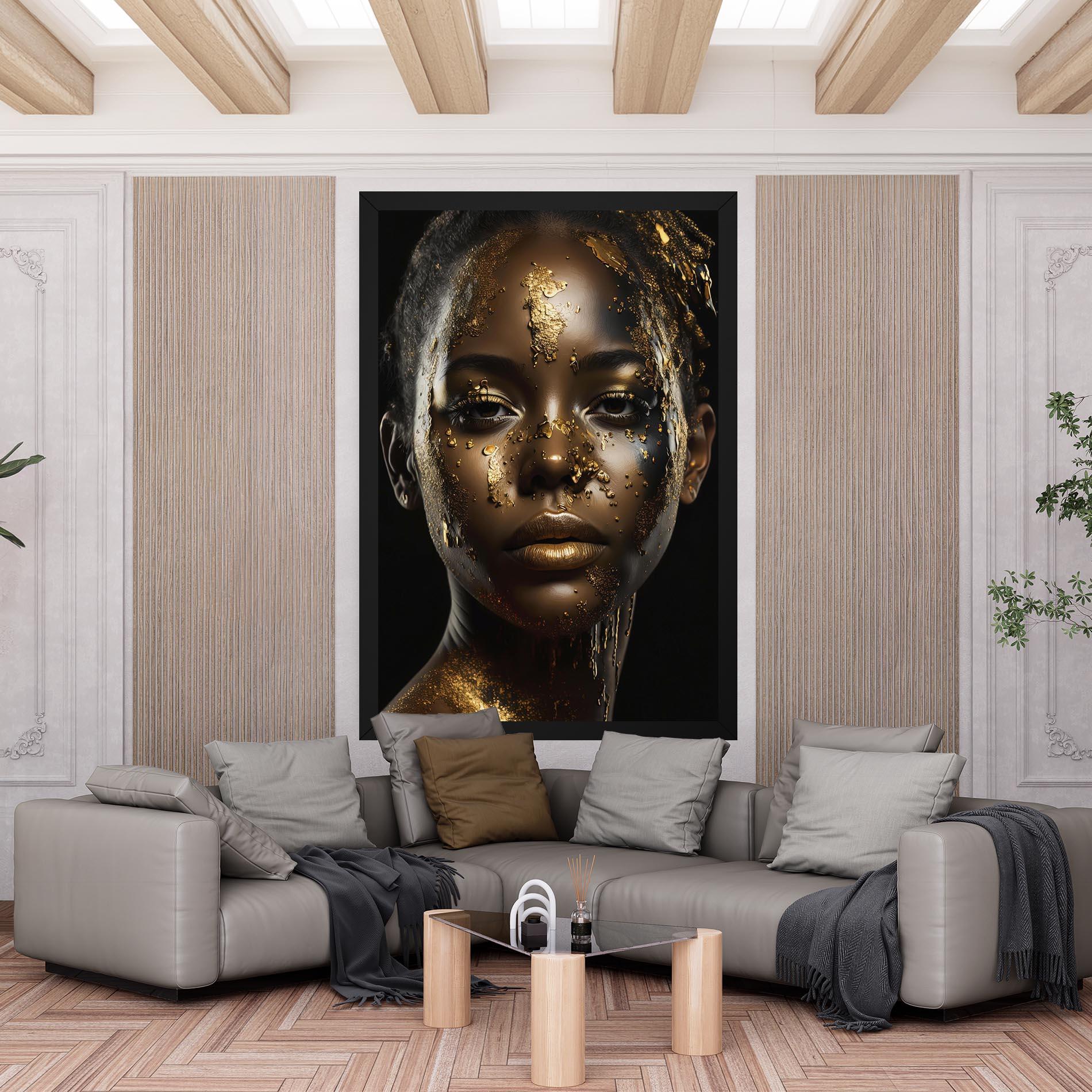 Leinwandbild Attractive Gold Woman mockup 6