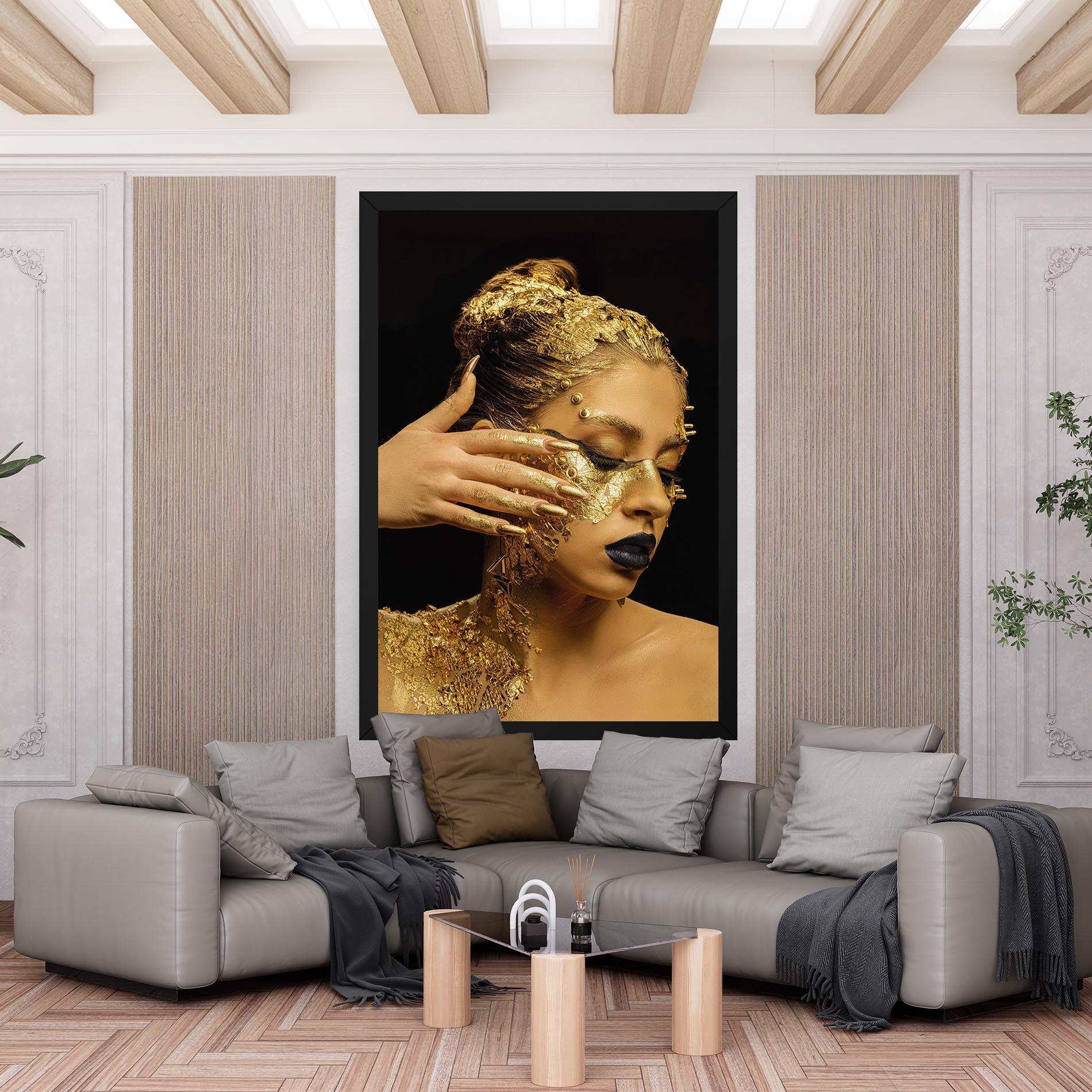 Leinwandbild Festive Golden Makeup mockup 6