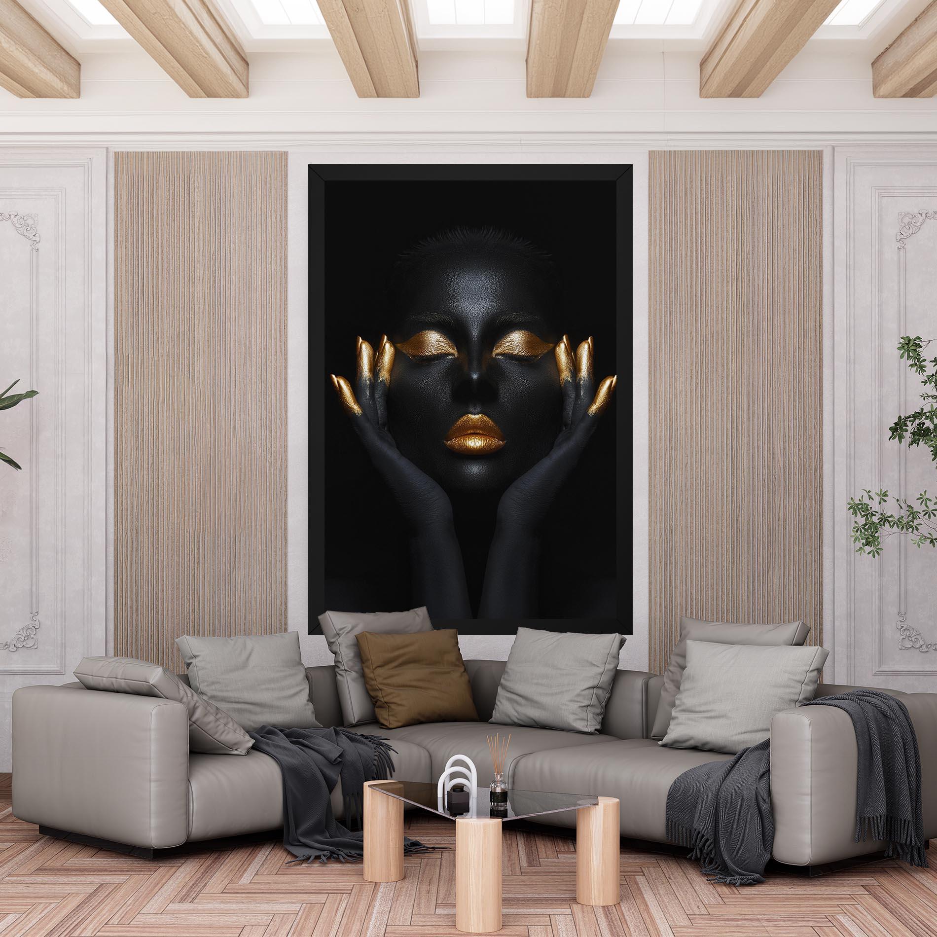 Leinwandbild Fingertips Gold Makeup mockup 6