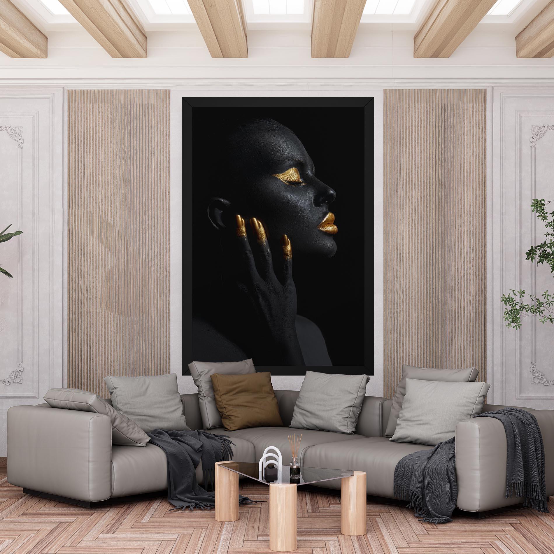 Leinwandbild Gold Black Paint mockup 6