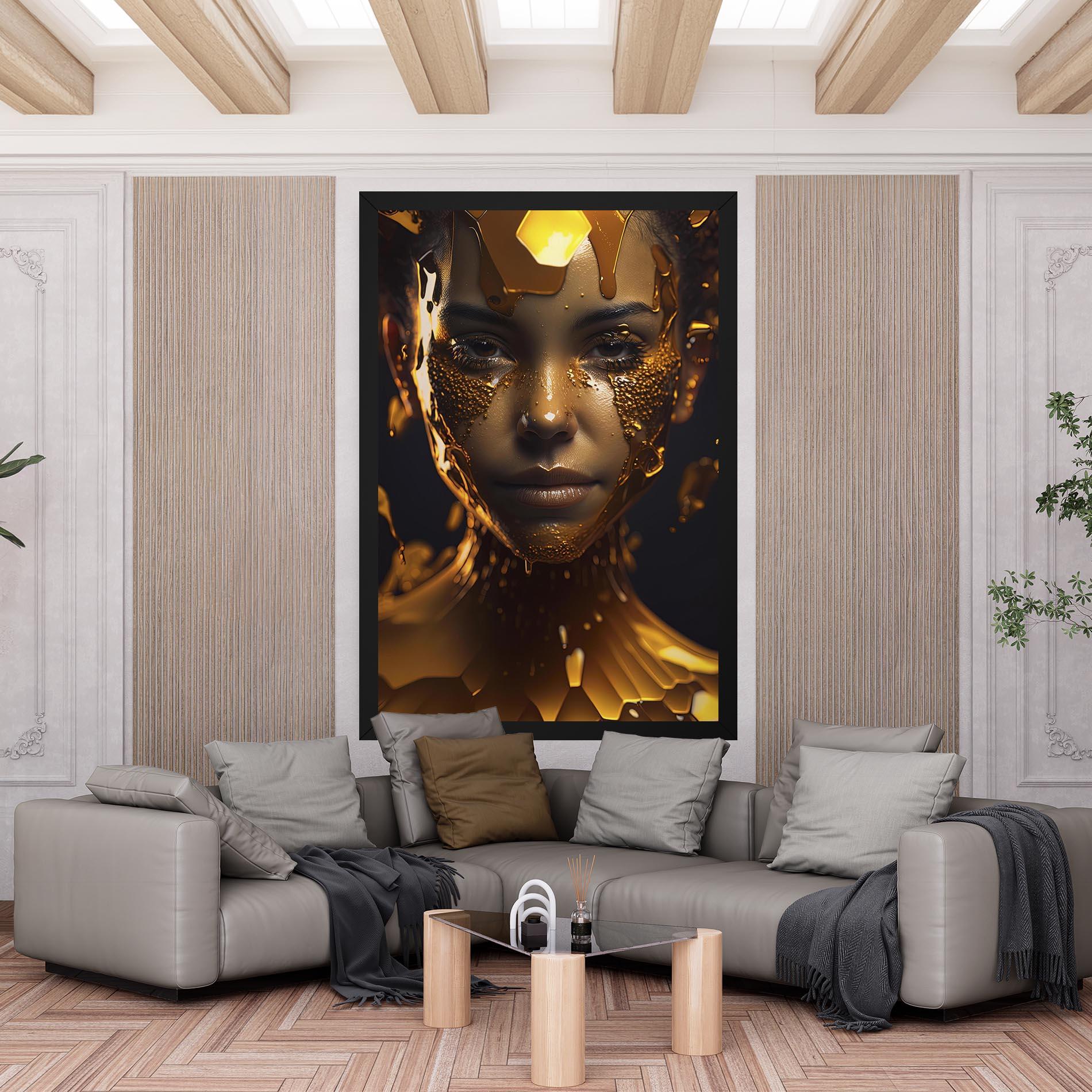 Leinwandbild Gold Honeycomb Girl mockup 6