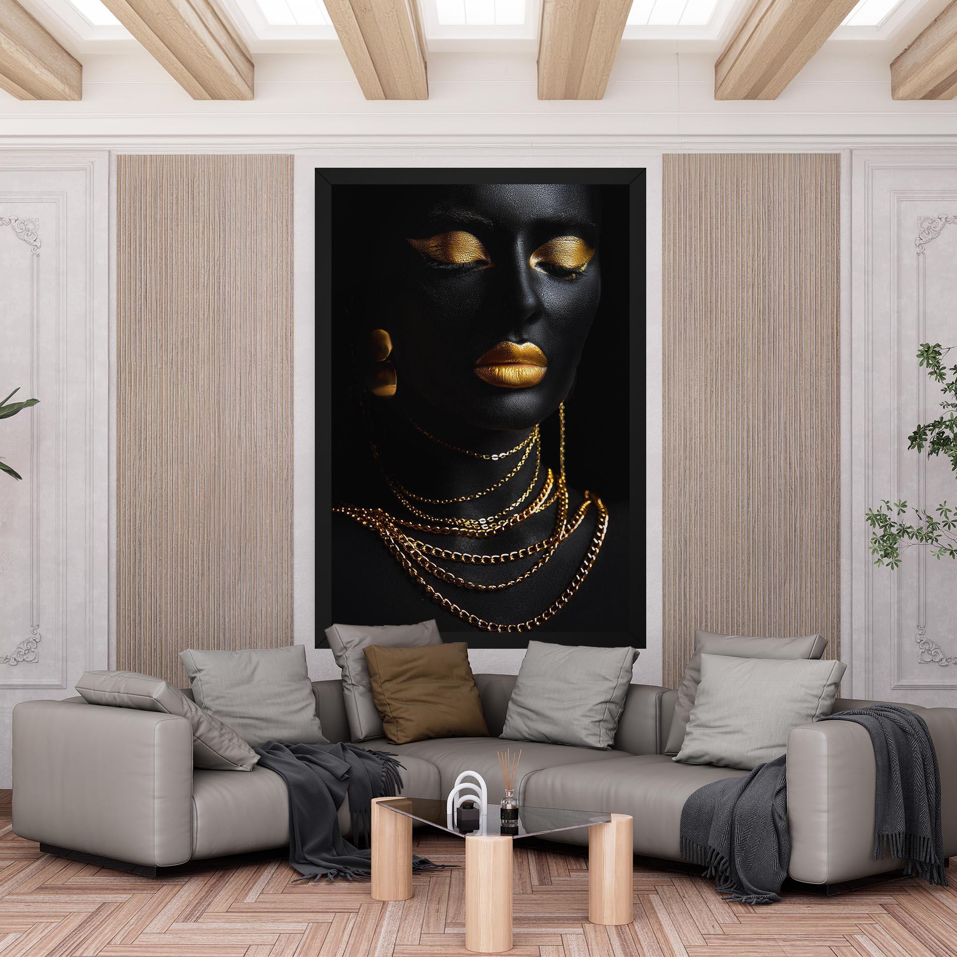 Leinwandbild Gold Makeup Lips mockup 6