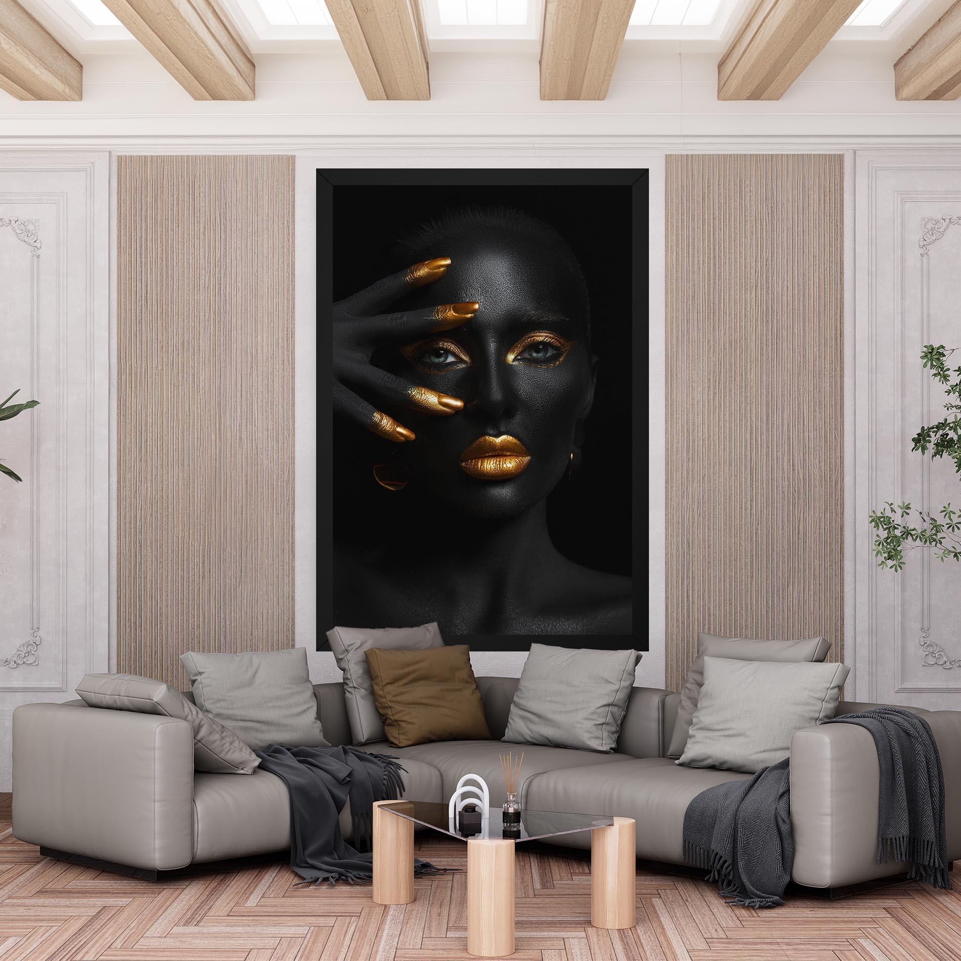 Leinwandbild Gold Makeup Nails mockup 6