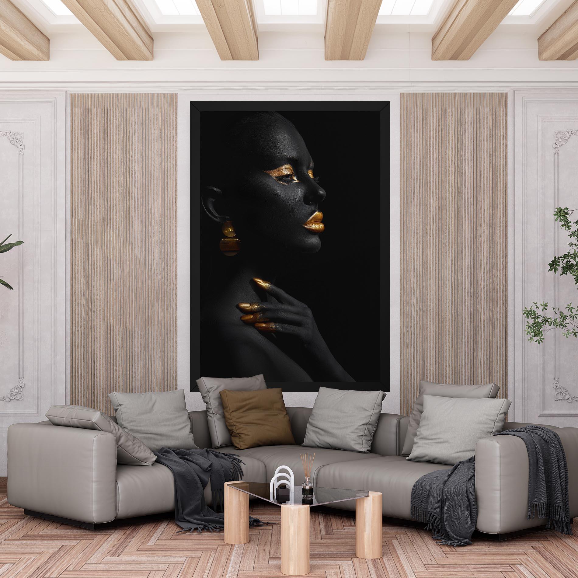 Leinwandbild Lips Gold Eyelids mockup 6