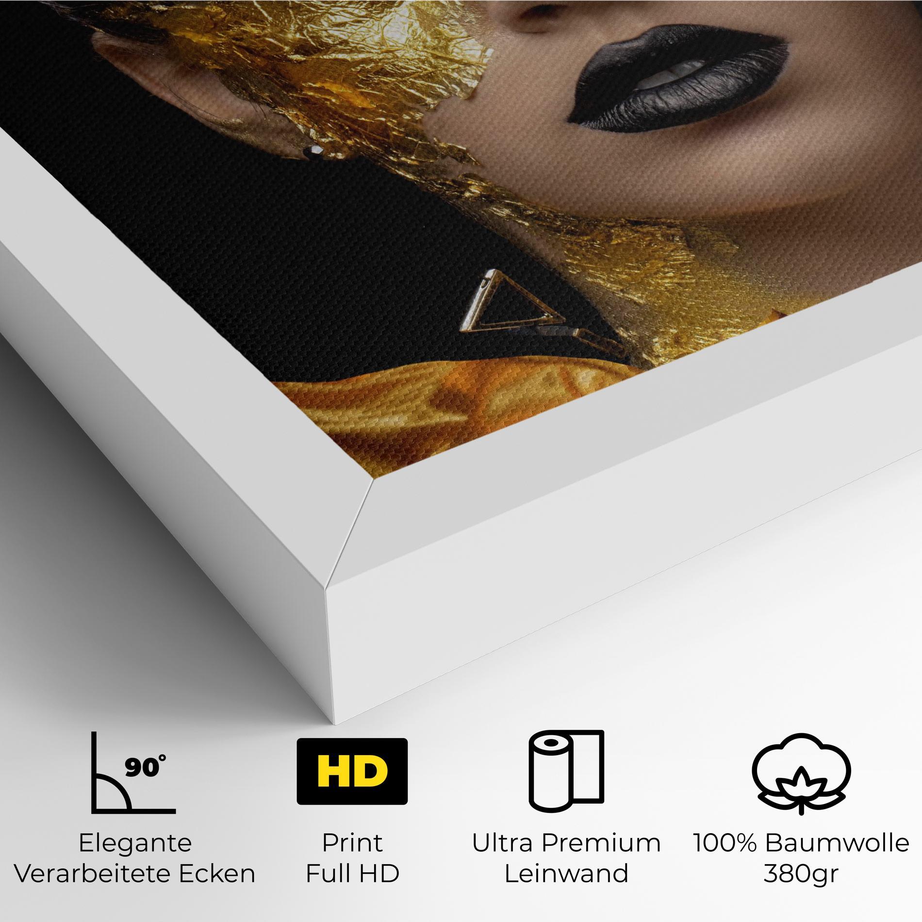 Leinwandbild Glamorous Gold Outfit mockup 4