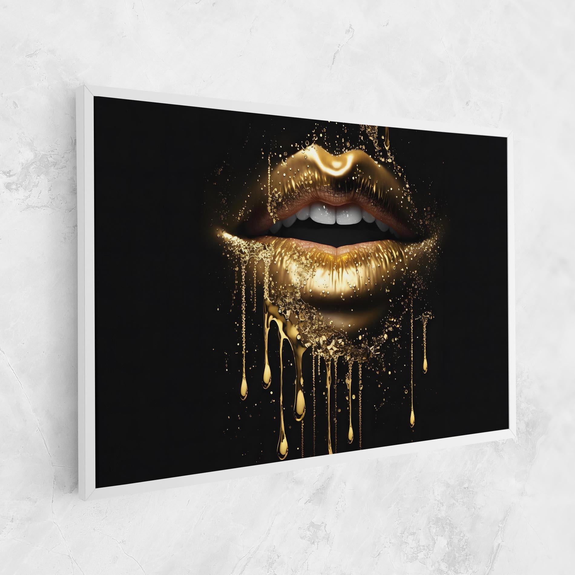 Leinwandbild Golden Luxury Lips mockup 1