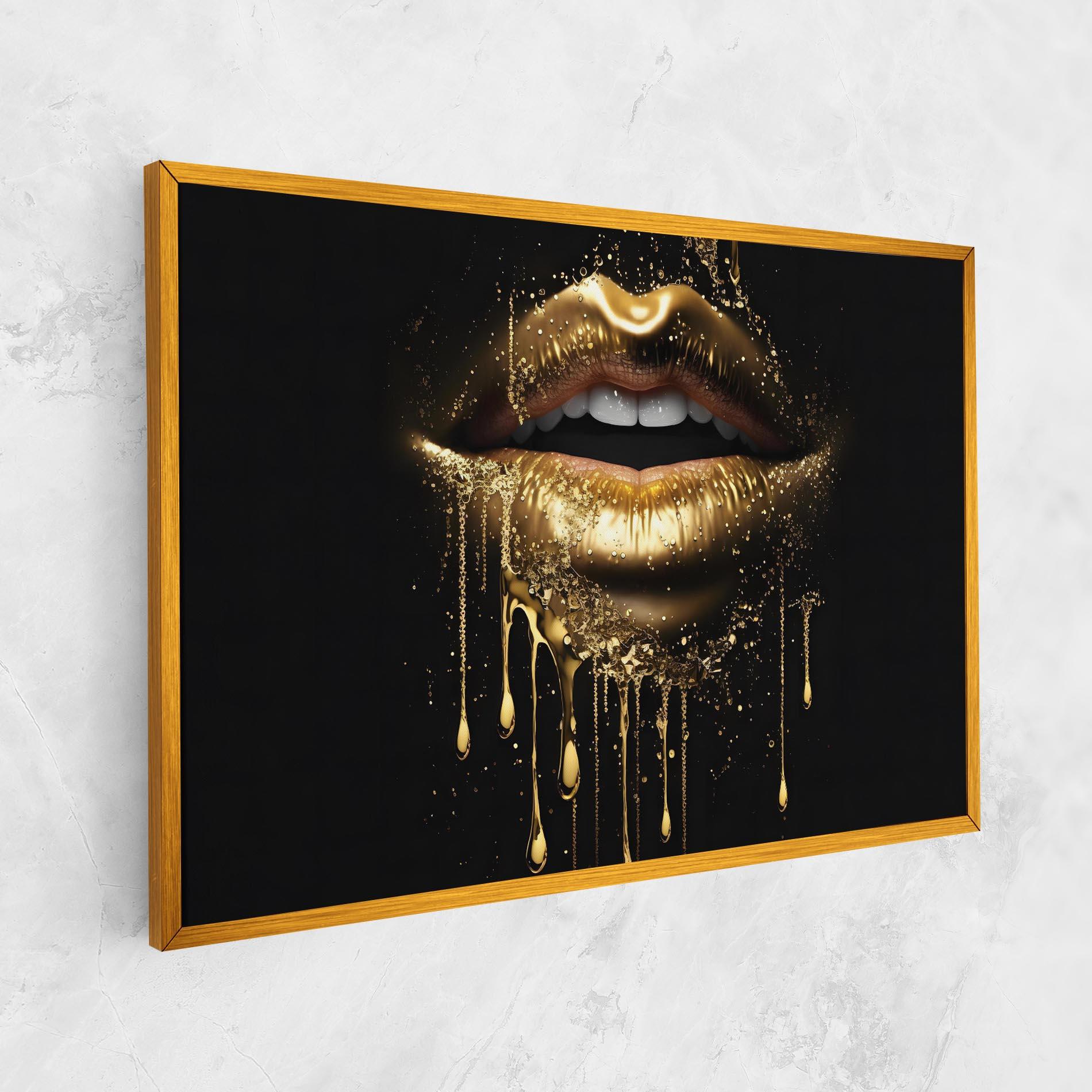 Leinwandbild Golden Luxury Lips mockup 1