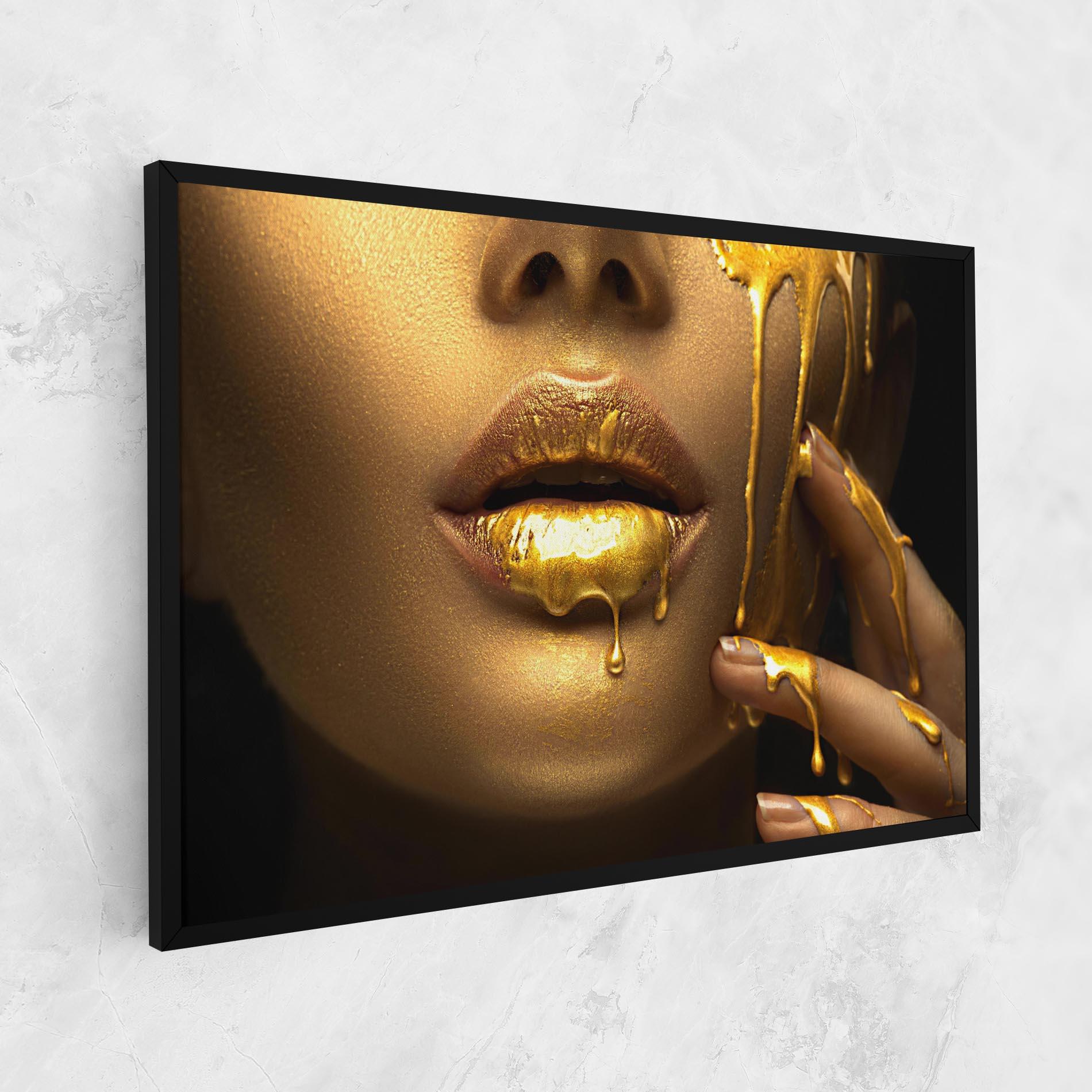 Leinwandbild Golden Lips mockup 1