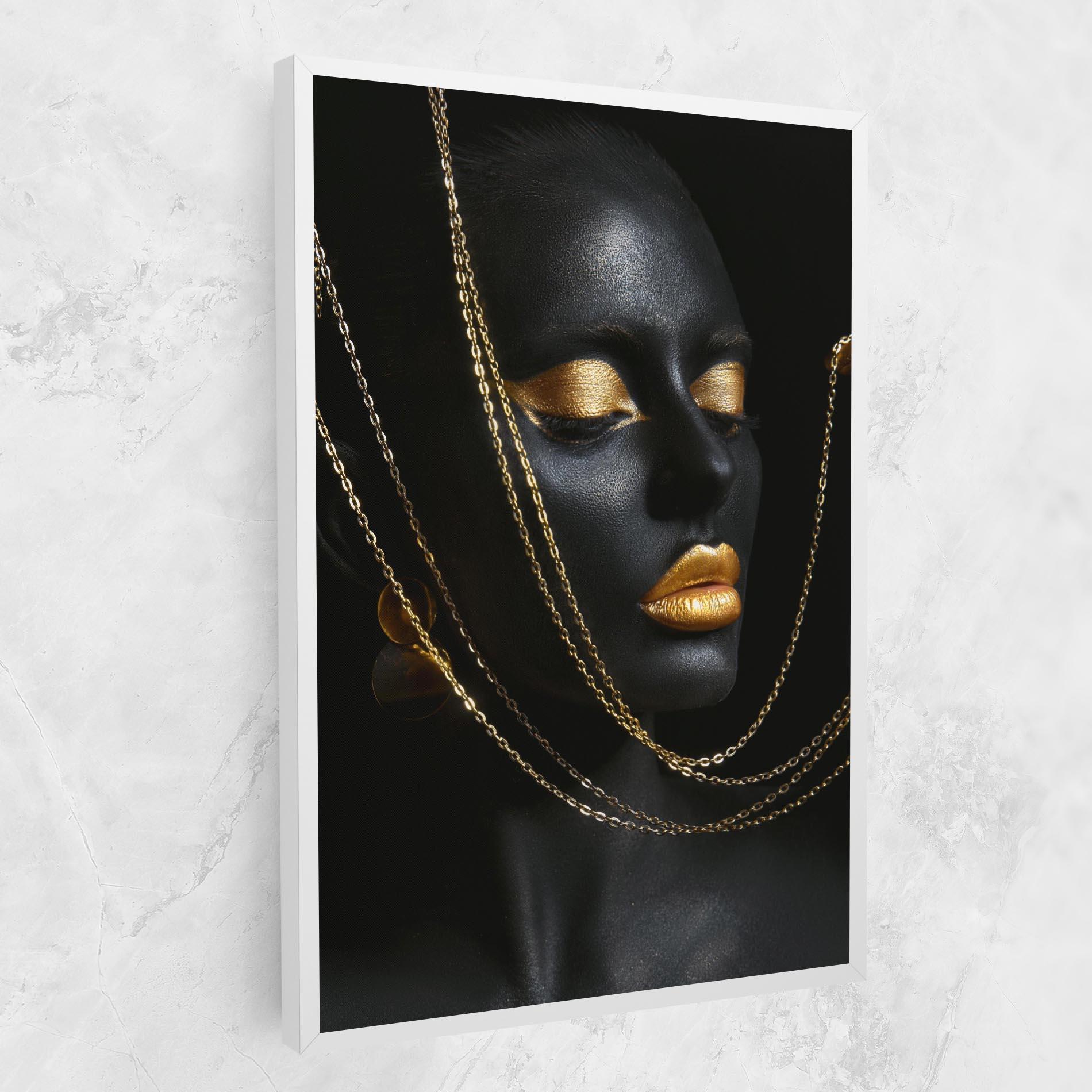 Leinwandbild Chain Gold Lips mockup 1