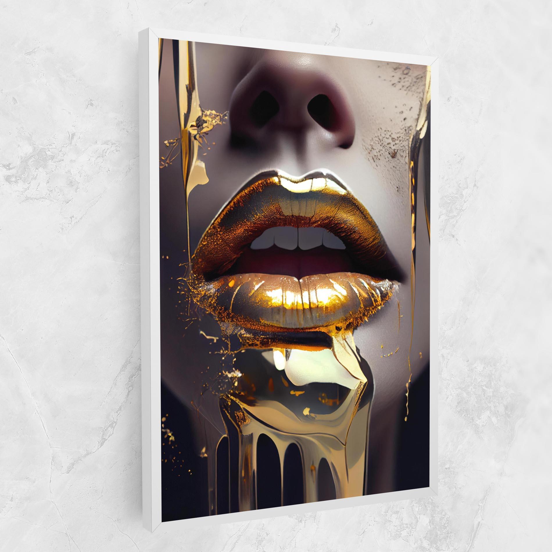 Leinwandbild Glamorous Gold Lips mockup 1