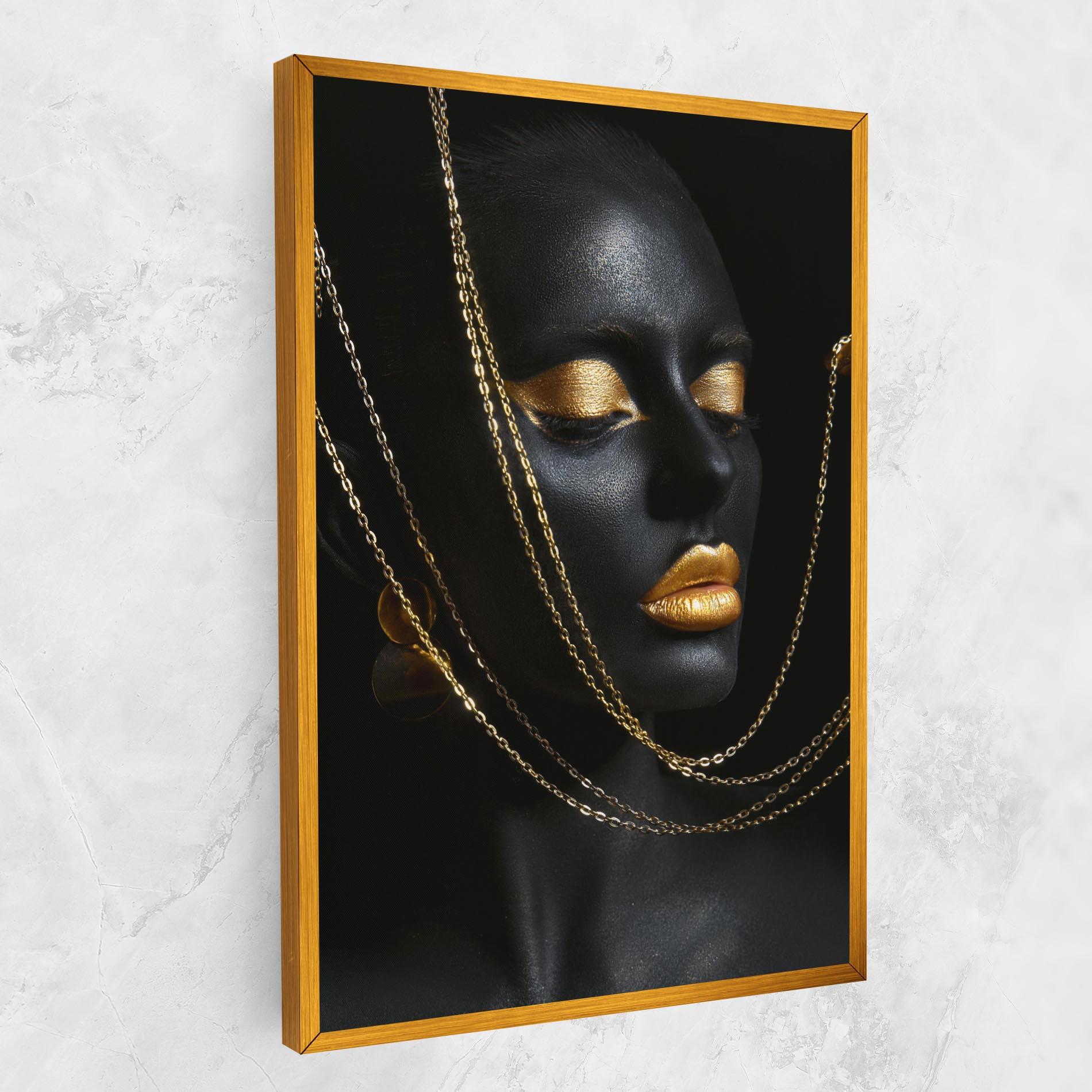 Leinwandbild Chain Gold Lips mockup 1